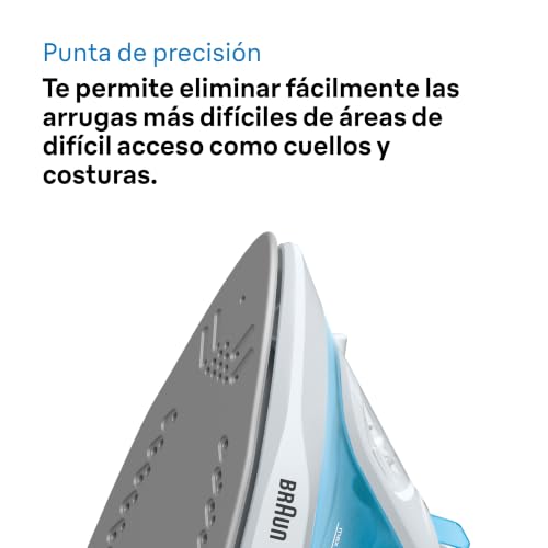 Detalle de Braun TexStyle 1 SI1029BL: plancha de vapor con suela antiadherente y calentamiento rápido