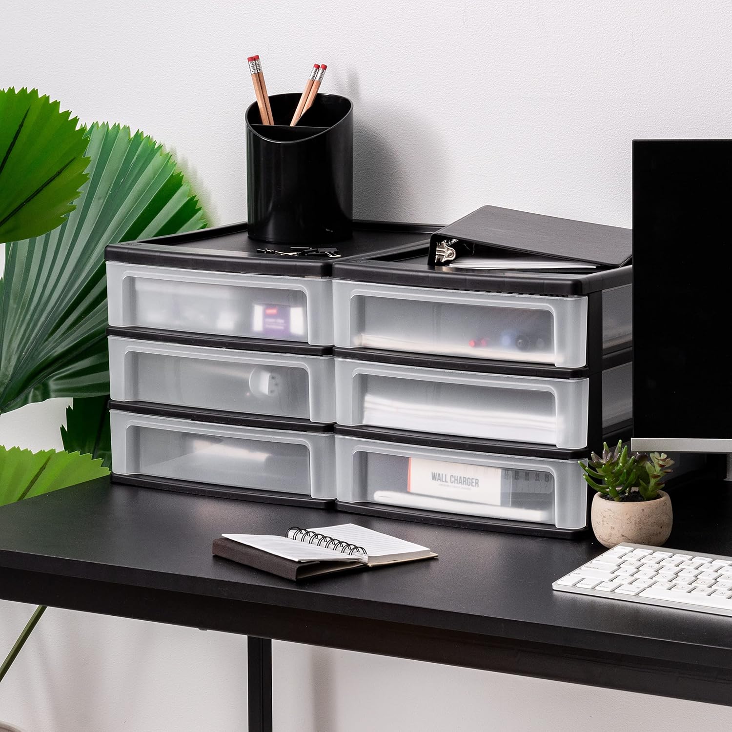Thumbnail 6 de IRIS USA 587017 2-Pack 3-Drawer Plastic Desktop Organizers, Black