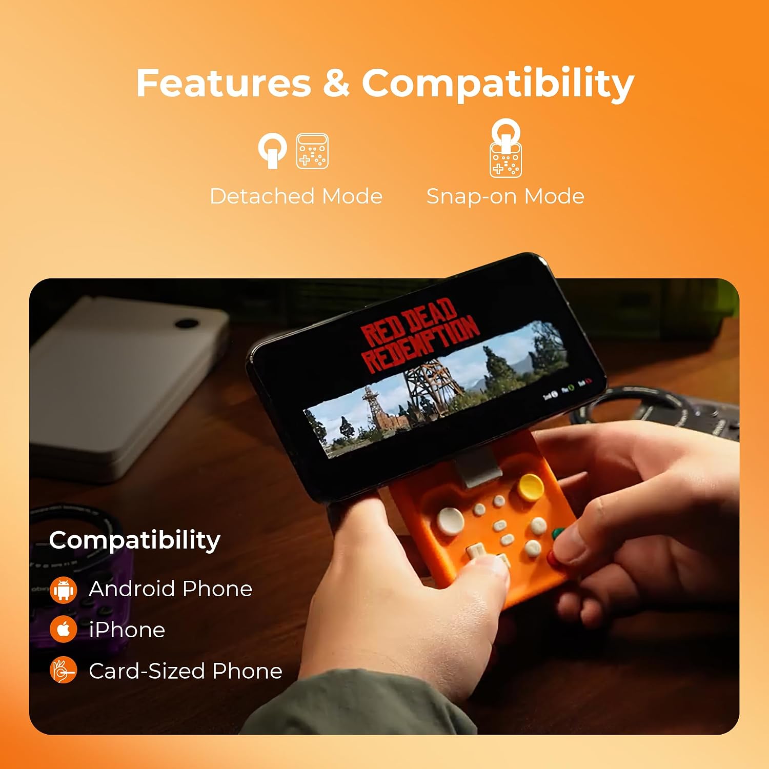 Detalle de abxylute M4 Snap-On Mobile Gaming Controller – Portable Retro-Style Gamepad for Android & iPhone