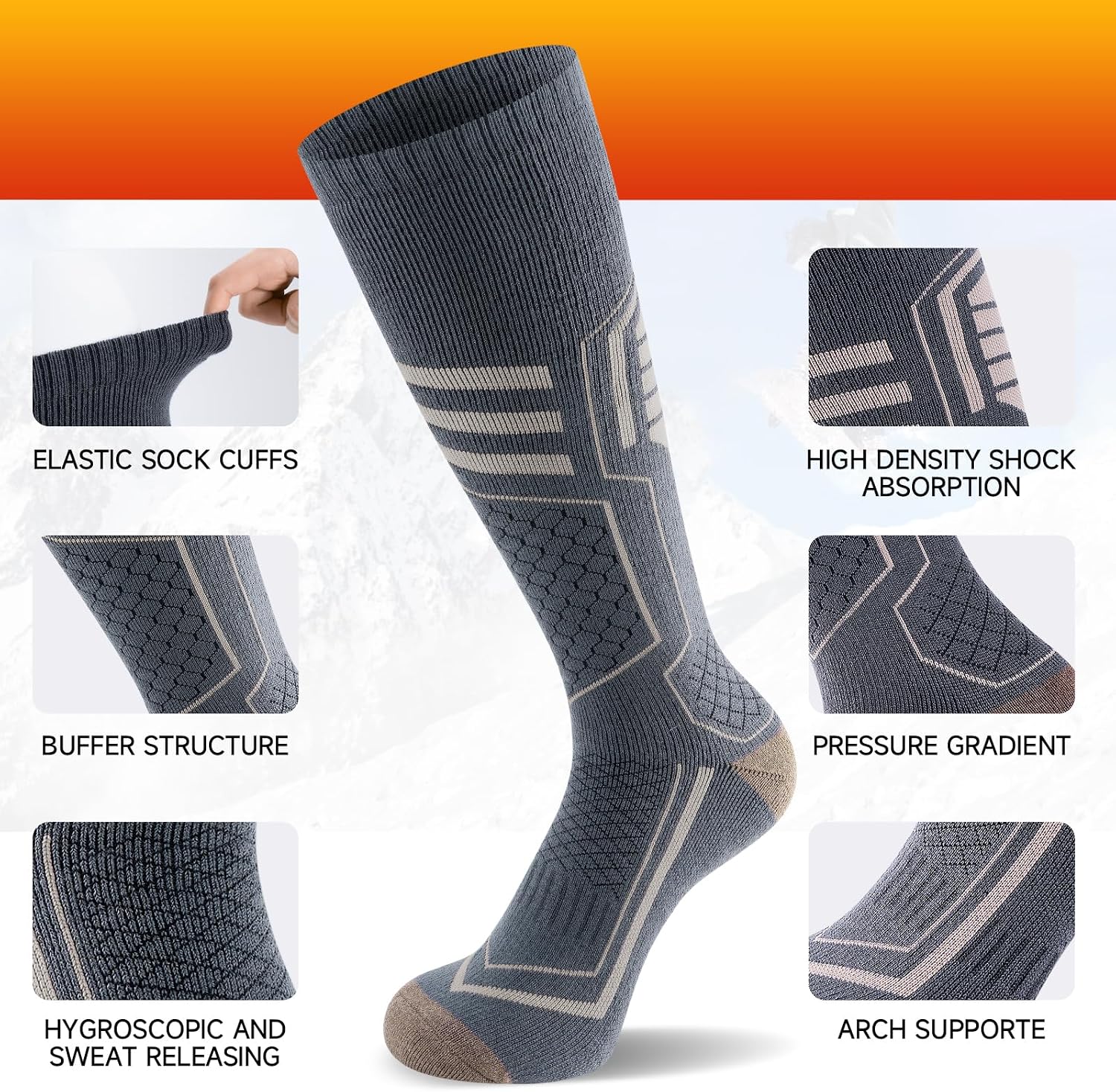 Detalle 2 de TANSTC Merino Ski Socks, 2 pairs