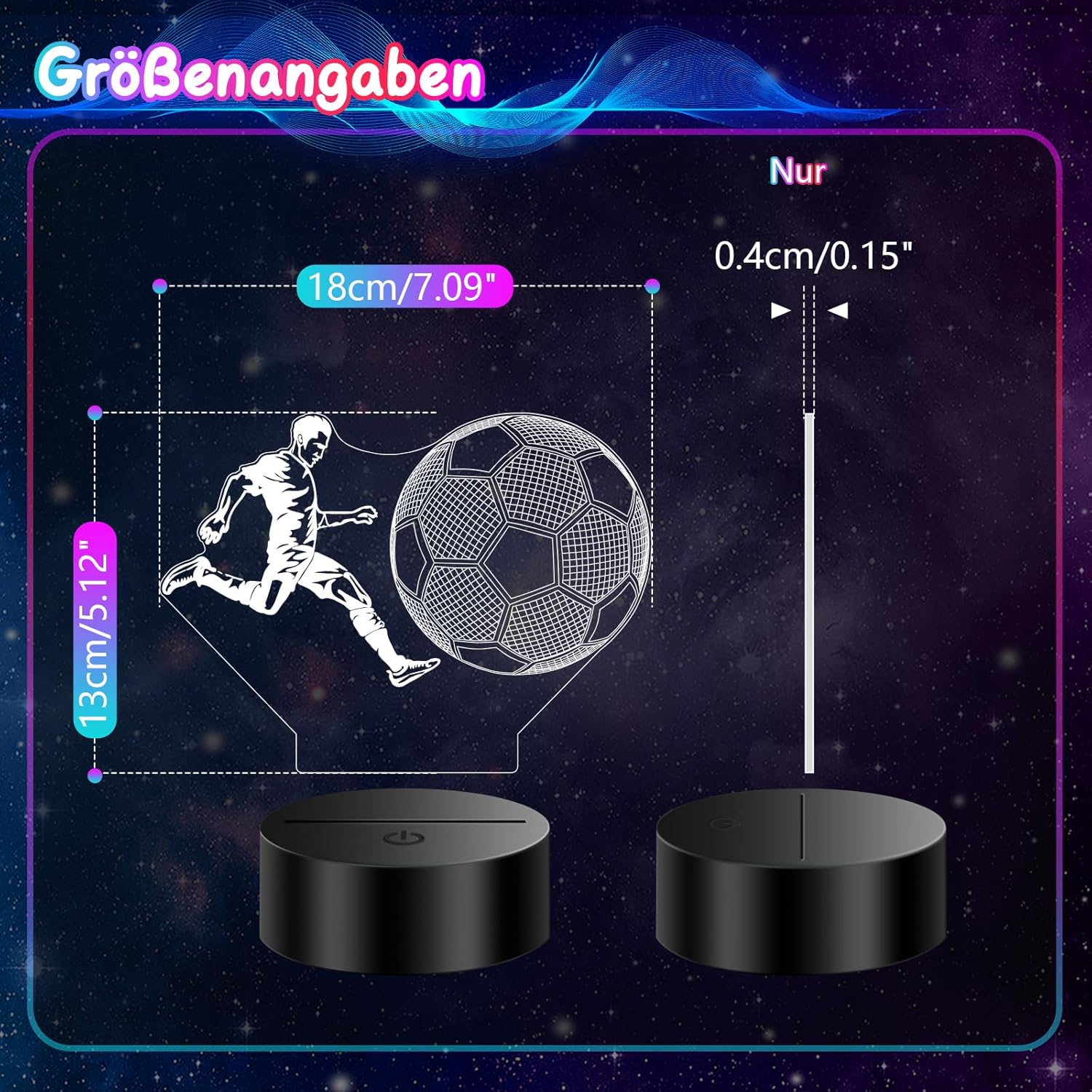 Thumbnail 5 de Polemera Fußball Nachtlicht 3D mit 16 Farben