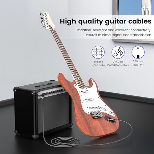 Detalle de MOSWAG Professional Guitar Cable 3M/10FT: Braided 1/4 Inch Instrument Cable