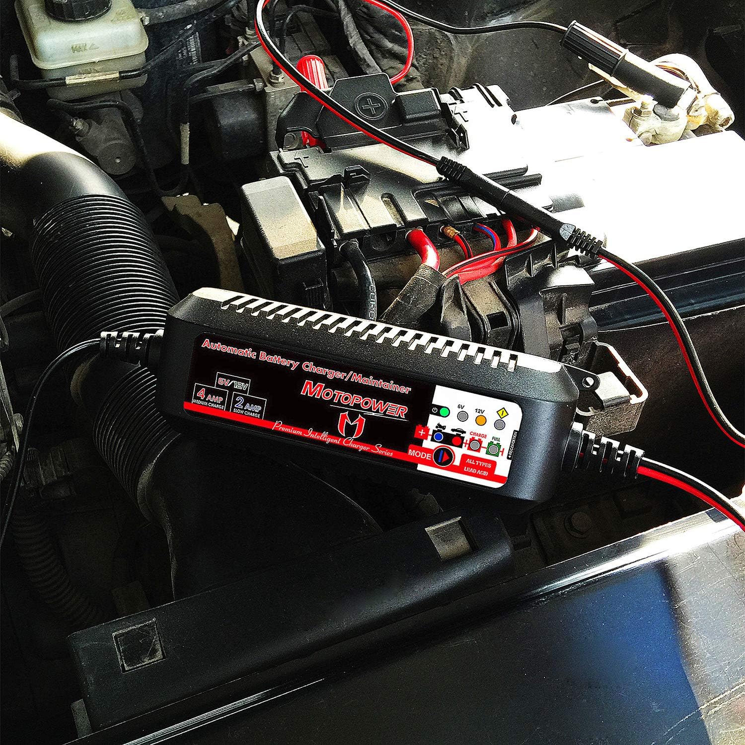 Detalle de MOTOPOWER MP00207-FR Chargeur Intelligent 6V/12V – Mainteneur Automatique avec Mode de Récupération