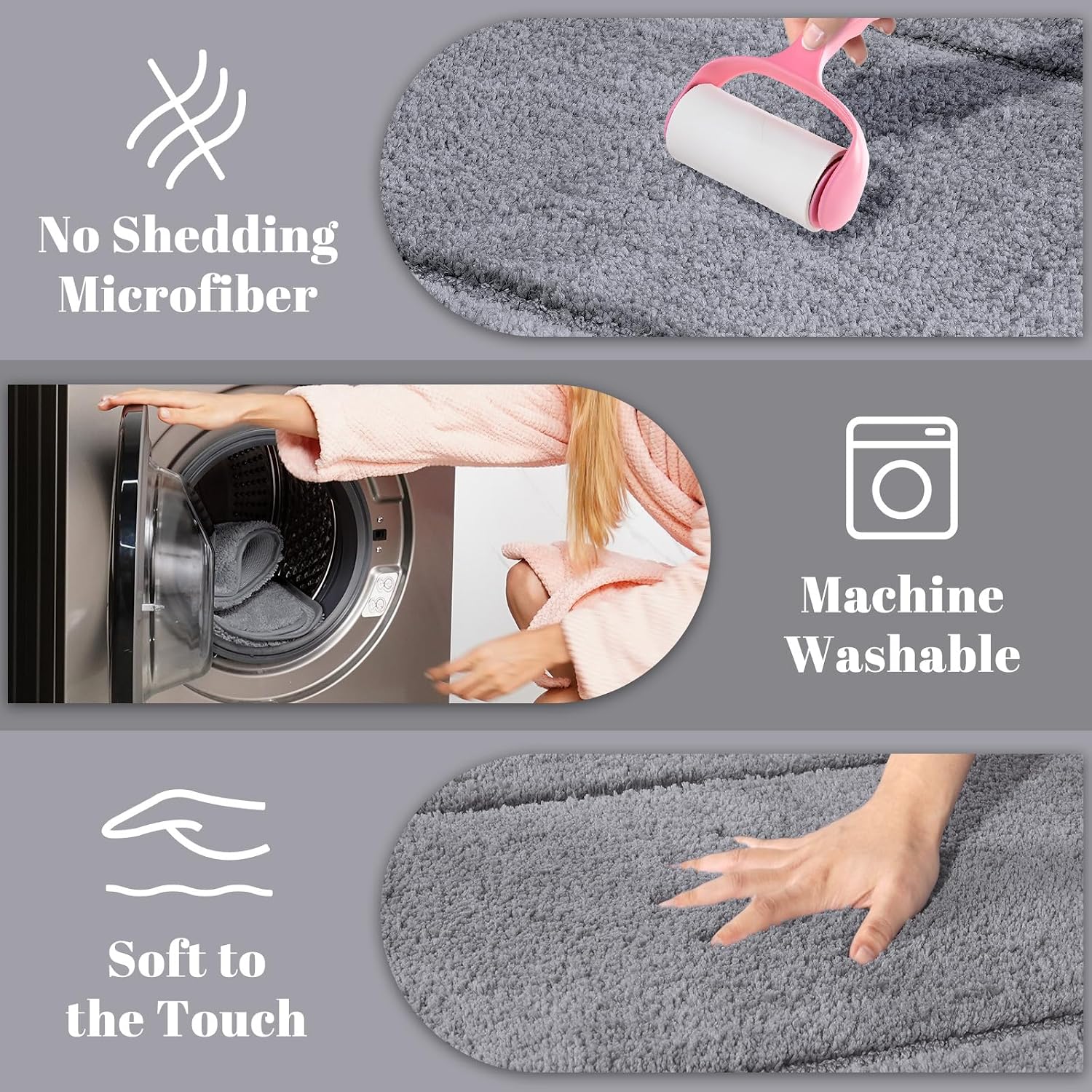 Thumbnail 4 de SOANNY Grey Bath Mat Set of 2
