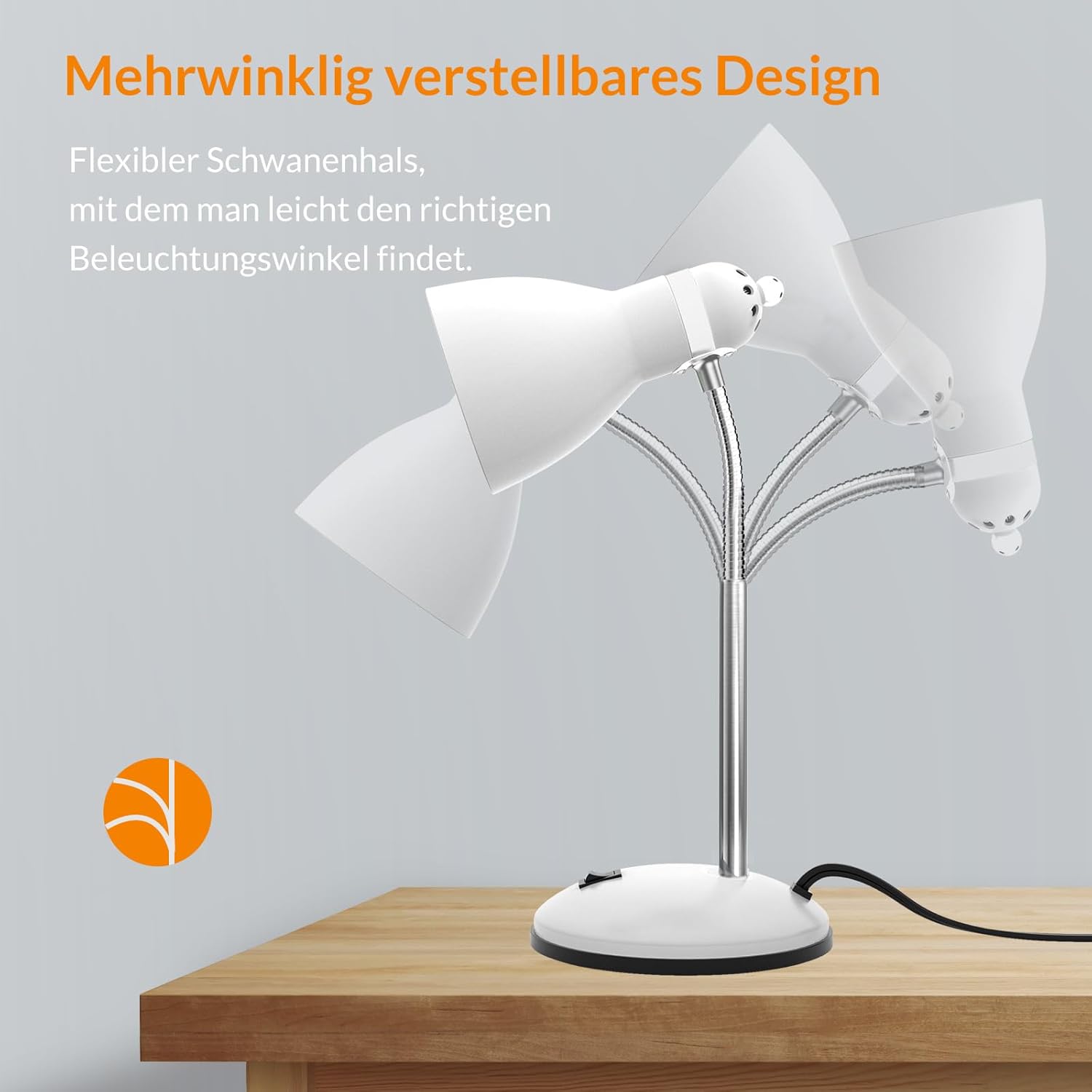 Thumbnail 3 de LEPOWER Schreibtischlampe aus Metall – elegante, verstellbare Tischlampe mit Schwanenhals, Weiß