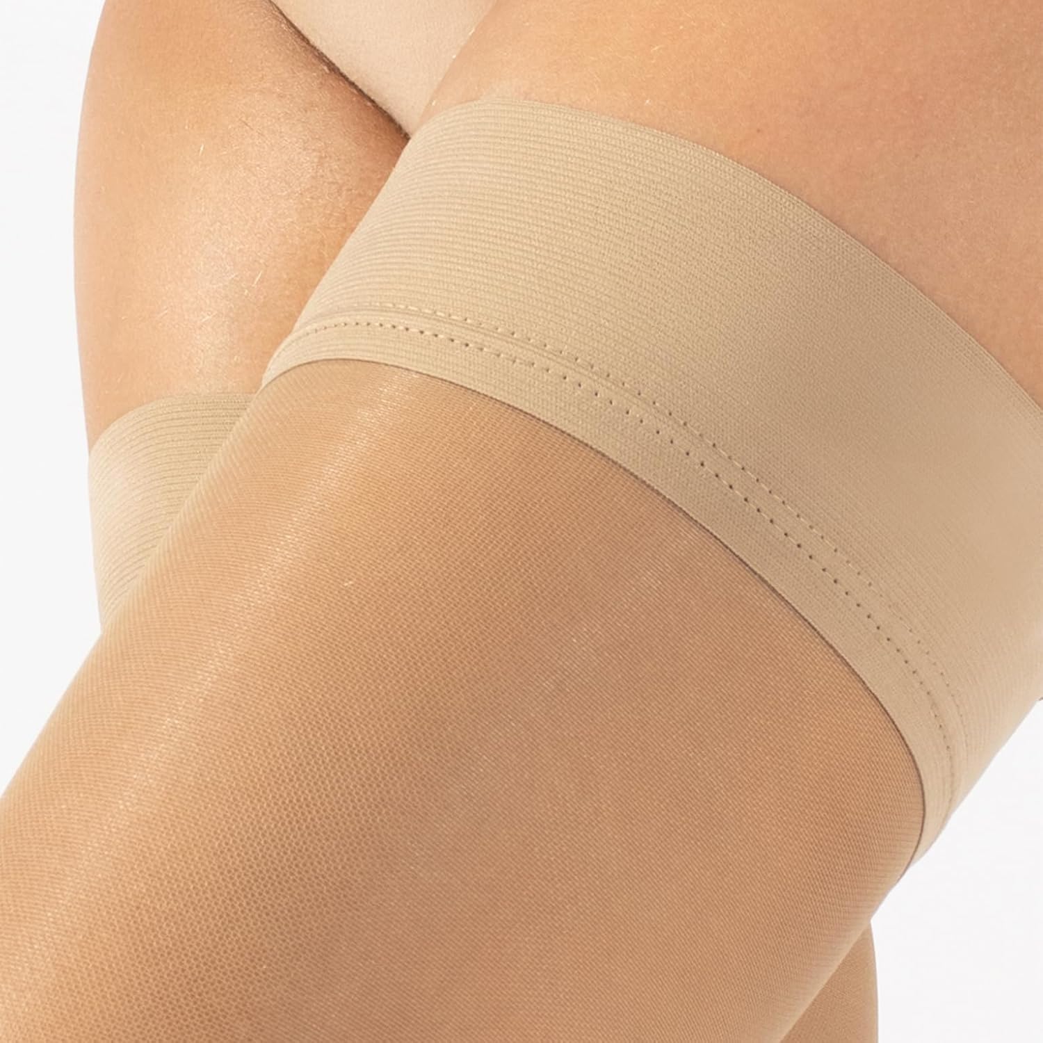 Detalle de CALZITALY Bas Autofixants de Contention avec Compression Graduée Forte 15-21 mmHg – 140 DEN, Noir / Beige, Tailles S à XL, Made in Italy