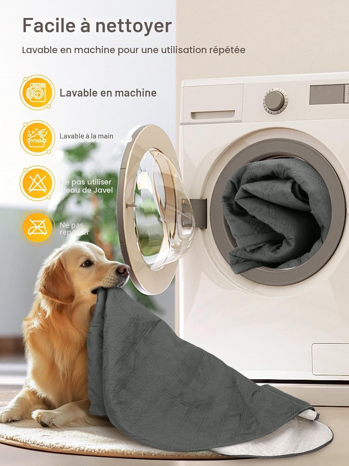 Detalle 2 de HezzLuv Couverture Imperméable pour Chien (152x203 cm) – Protecteur de Meubles Anallergique et Antidérapant