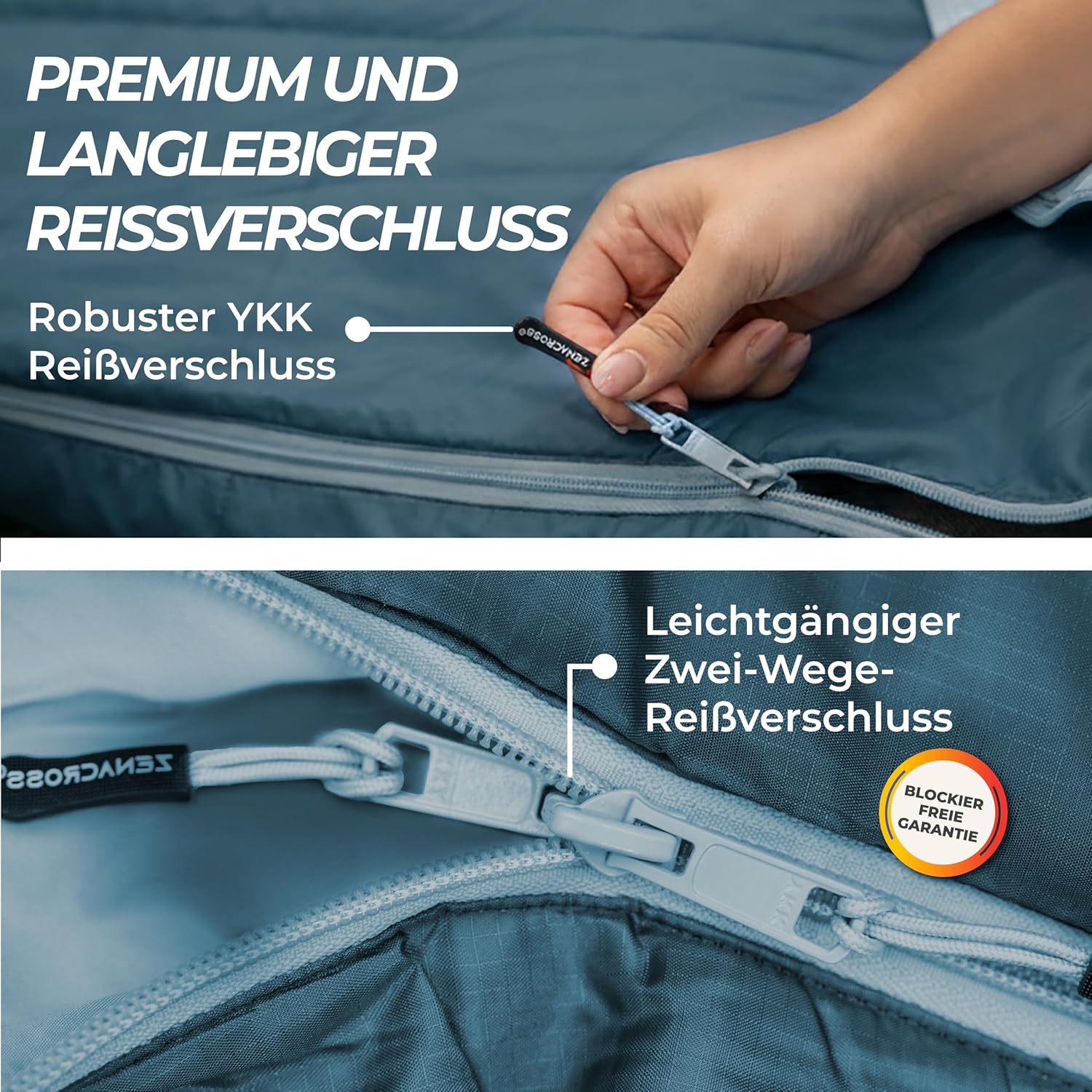 Detalle de Zenacross Schlafsack Erwachsene – Sommerschlafsack ultraleicht (900 g), kompaktes Packmaß 15×30 cm
