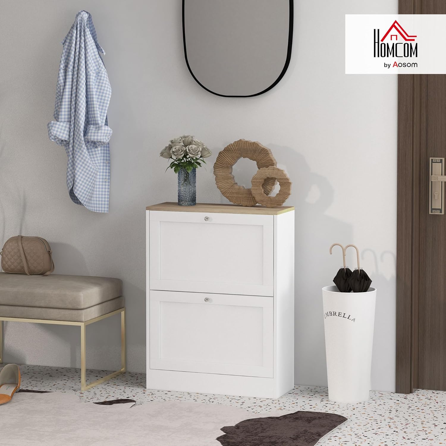 Thumbnail 1 de HOMCOM Meuble à Chaussures 12 Paires – Armoire Étroite Moderne, Blanc