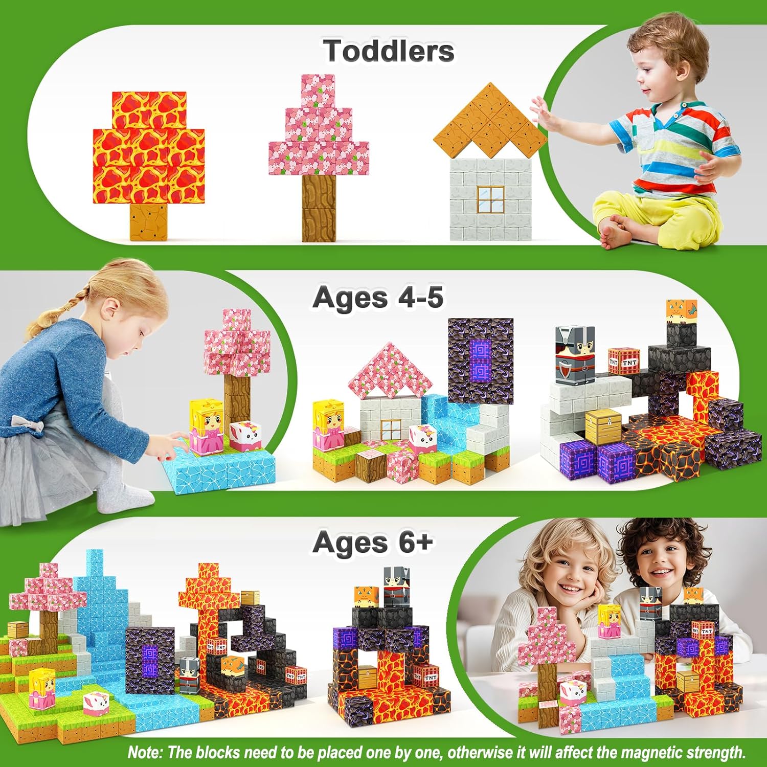 Detalle de 110PCS Magnetic Blocks - Build Mine Magnet World Magic Teleport Pipes Set