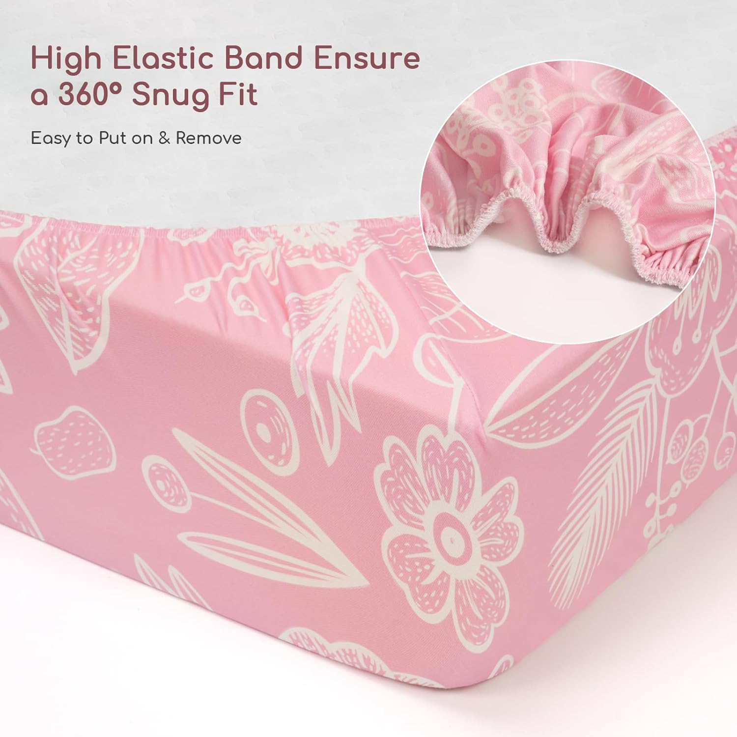 Thumbnail 4 de Yukkidds Next to Me Crib Sheets 83x50cm – 3 Pack, Ultra Soft Microfiber, Pink Fairy