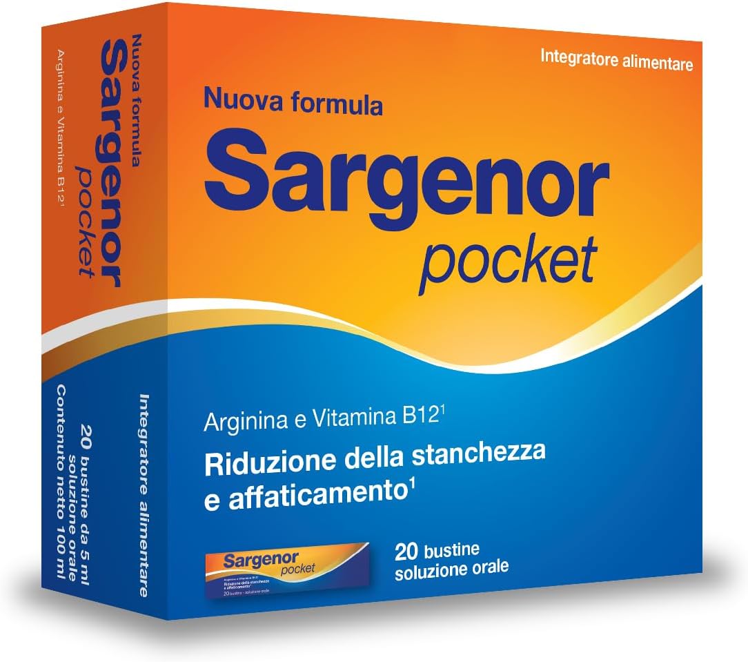 Detalle de Sargenor Pocket: integratore liquido in bustine monodose a base di arginina e Vitamina B12