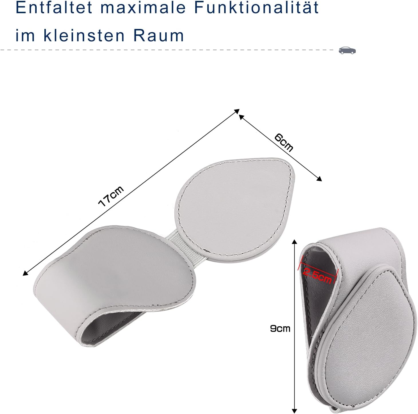 Thumbnail 4 de LIHAO Brillenhalter für Auto an der Sonnenblende (Grau) mit Magnet- sowie Ablagefunktion
