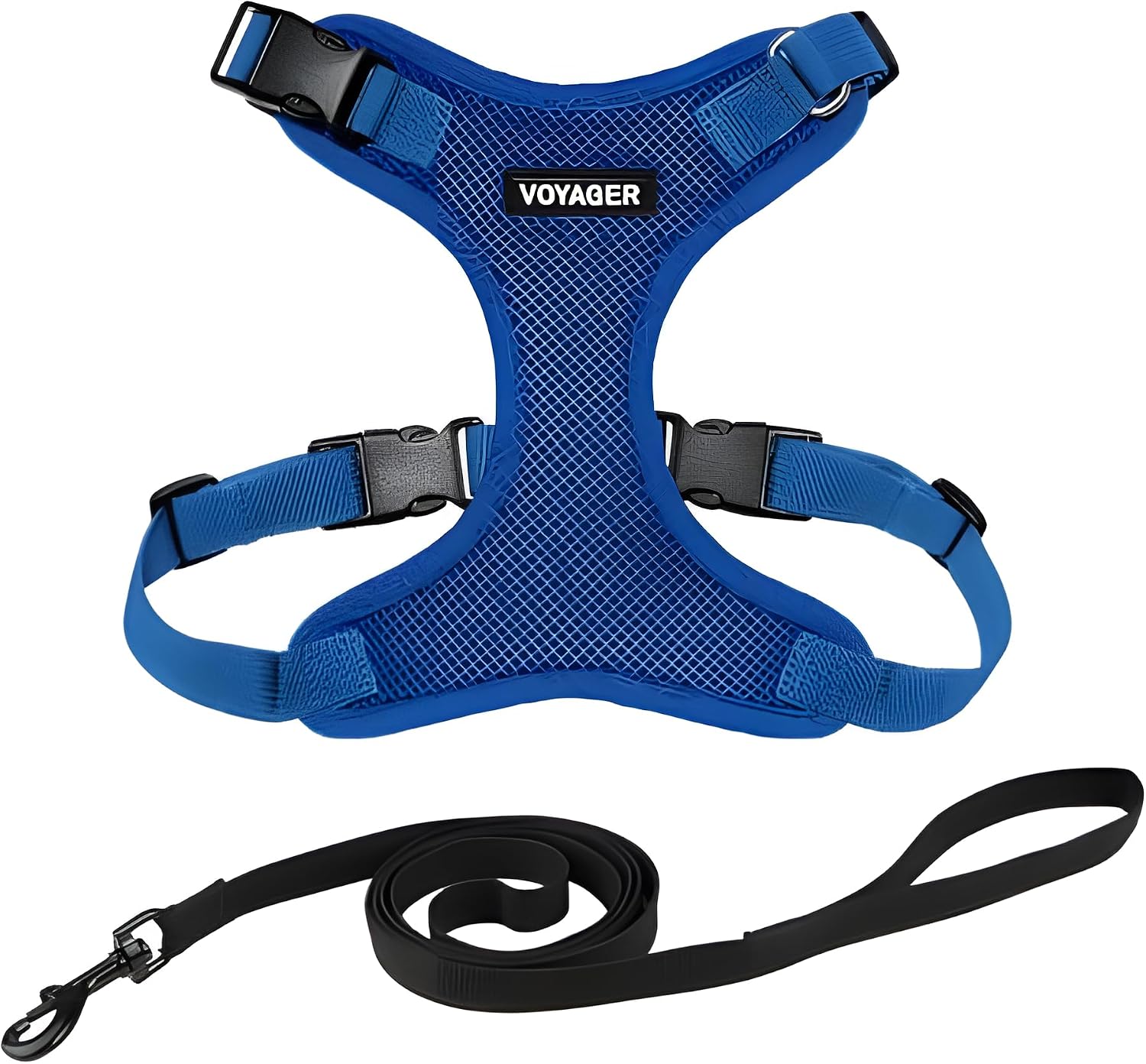 Detalle de Voyager Step-in Lock Katzengeschirr und reflektierende Katzenleine mit Neoprengriff – Königsblau, XS, 1,5 m
