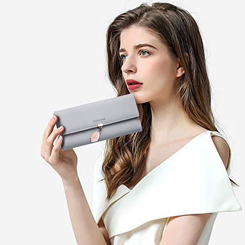 Detalle de Roulens Cartera de Mujer con RFID, Monedero Largo y Adorno Hoja