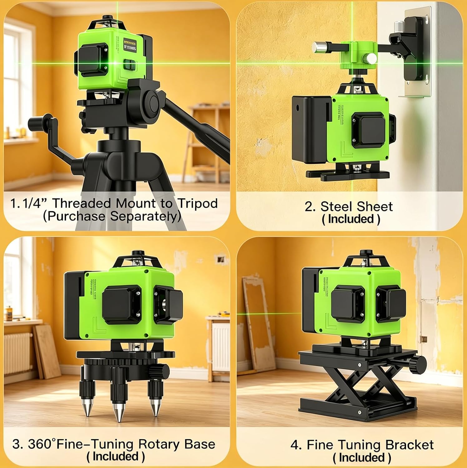 Thumbnail 3 de Livella Laser 4D Verde 360° Autolivellante con 16 linee e luminosità regolabile