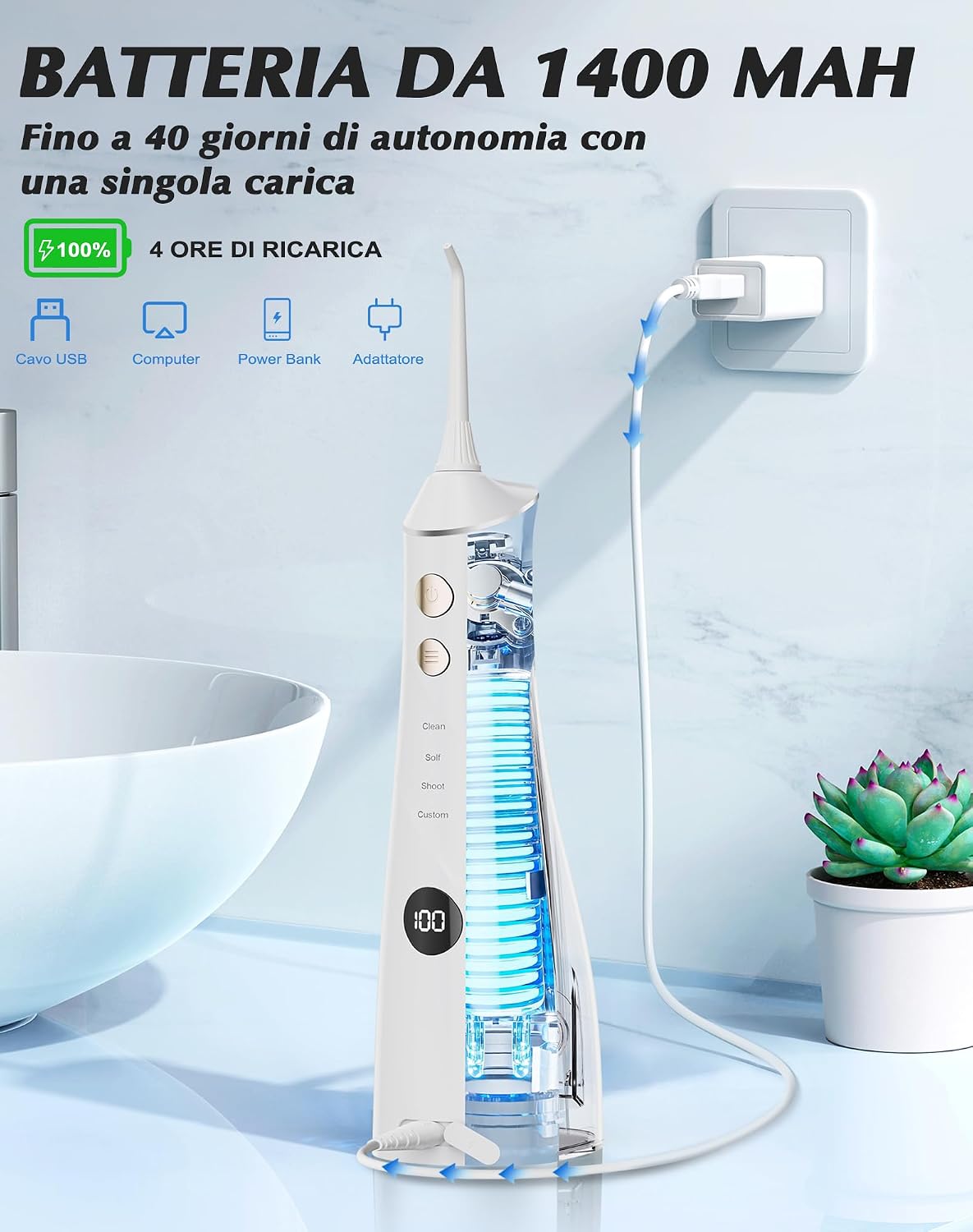 Thumbnail 5 de Hsweeth Idropulsore Dentale – Vincitore del Test 2025, 5 Ugelli e 4 Modalità per igiene orale profonda