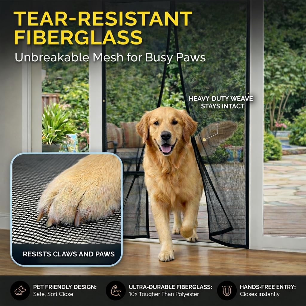 Thumbnail 2 de AUGO Fiberglass Magnetic Fly Screen Door 87 x 207cm – Self Sealing, Heavy Duty & Hands-Free (Pet & Kid Friendly)