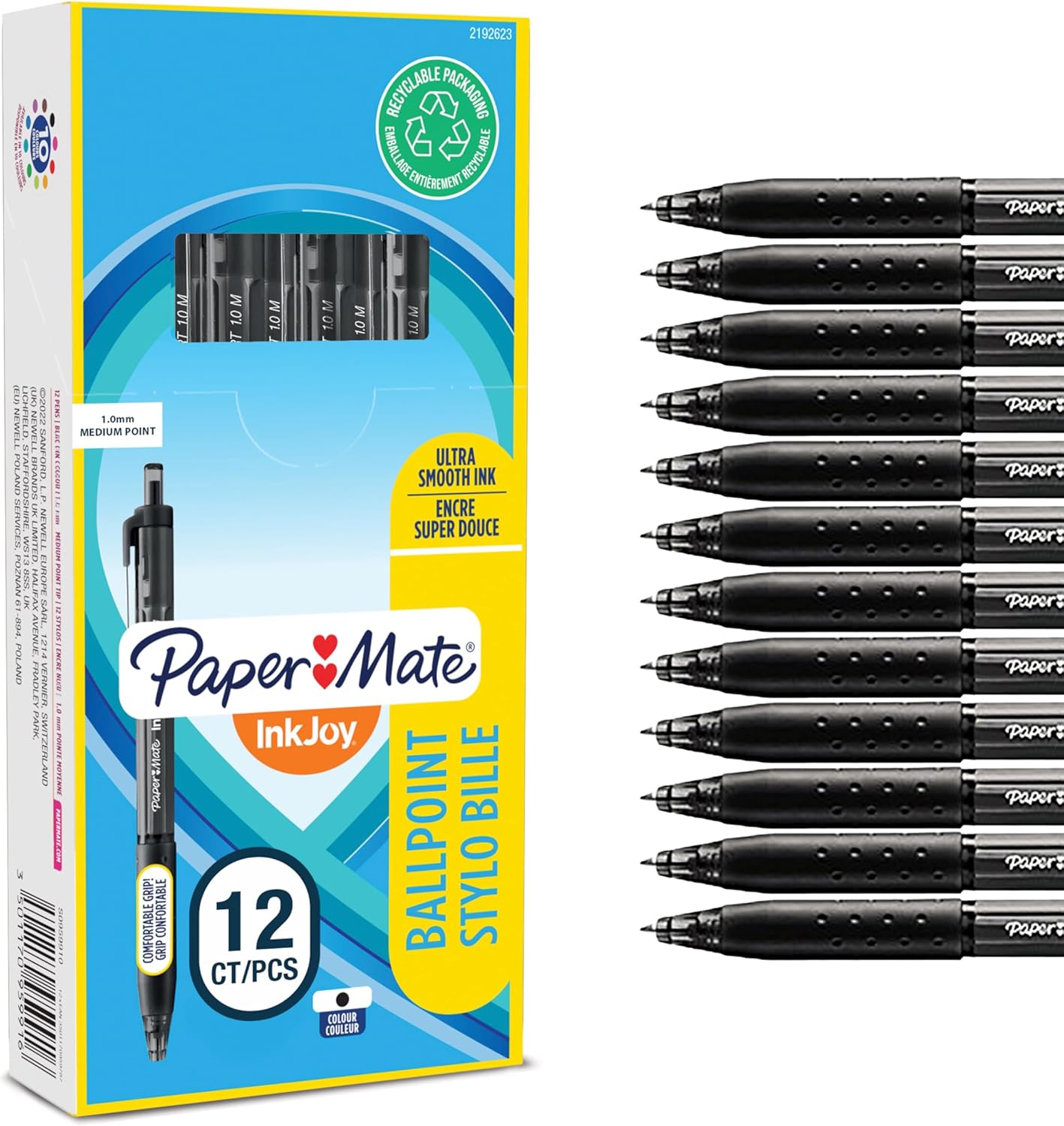 Paper Mate InkJoy 300 RT penna a sfera 1,0 mm nera confezione da 12 🖊️