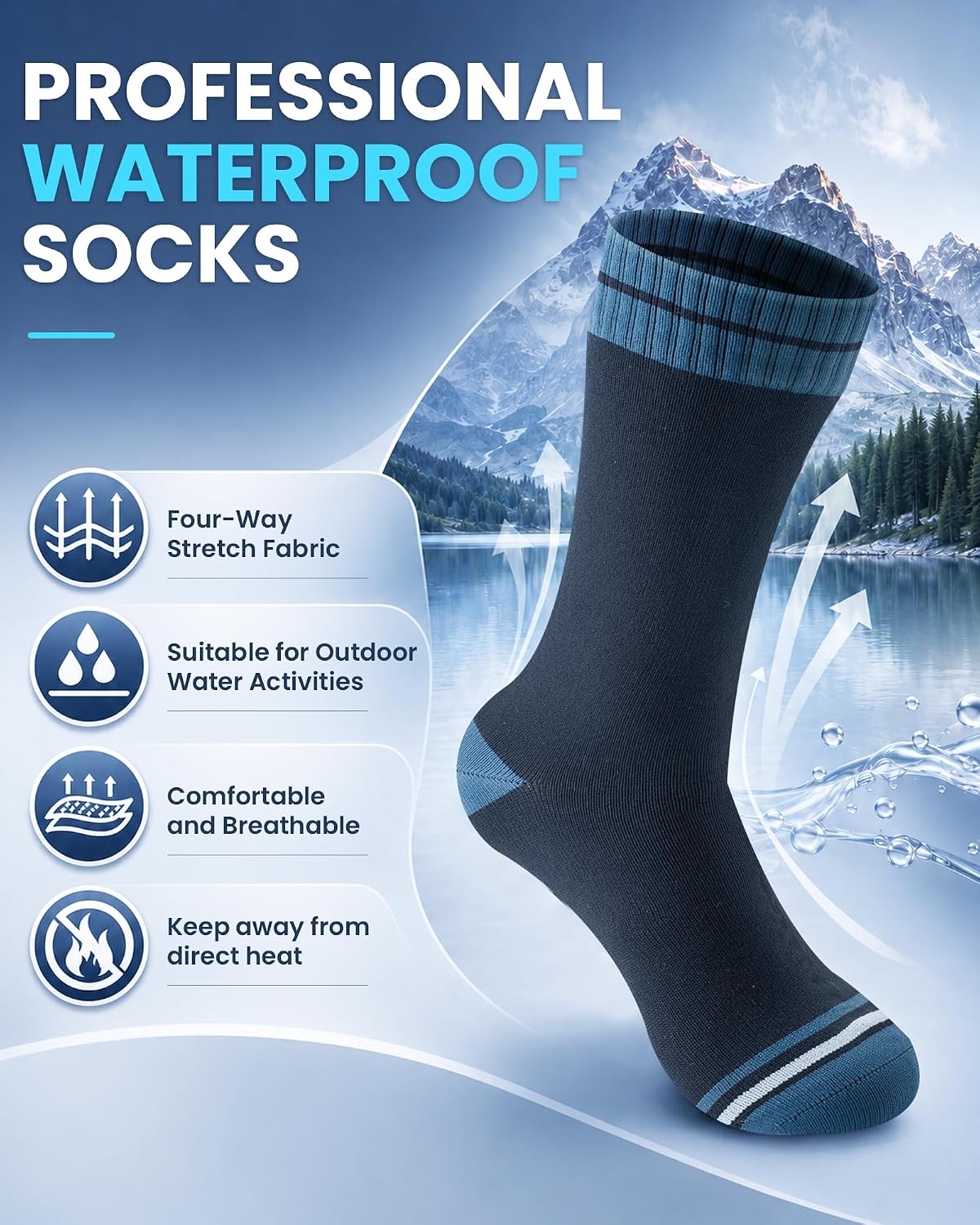 Detalle 2 de Niorasen Waterproof Hiking Socks, Cotton Blend