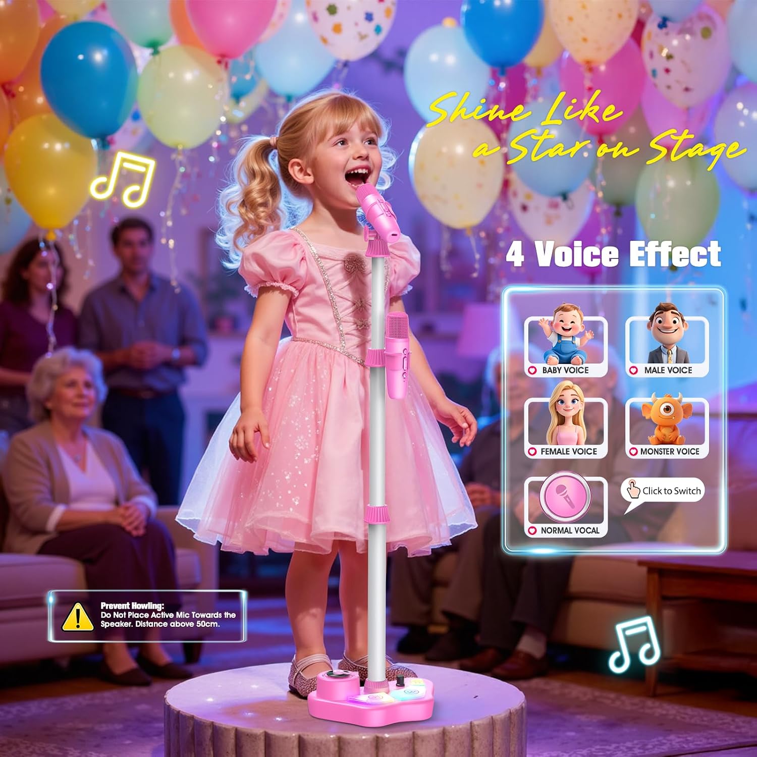 Detalle de Kids Stand Karaoke Machine with 2 Wireless Microphones