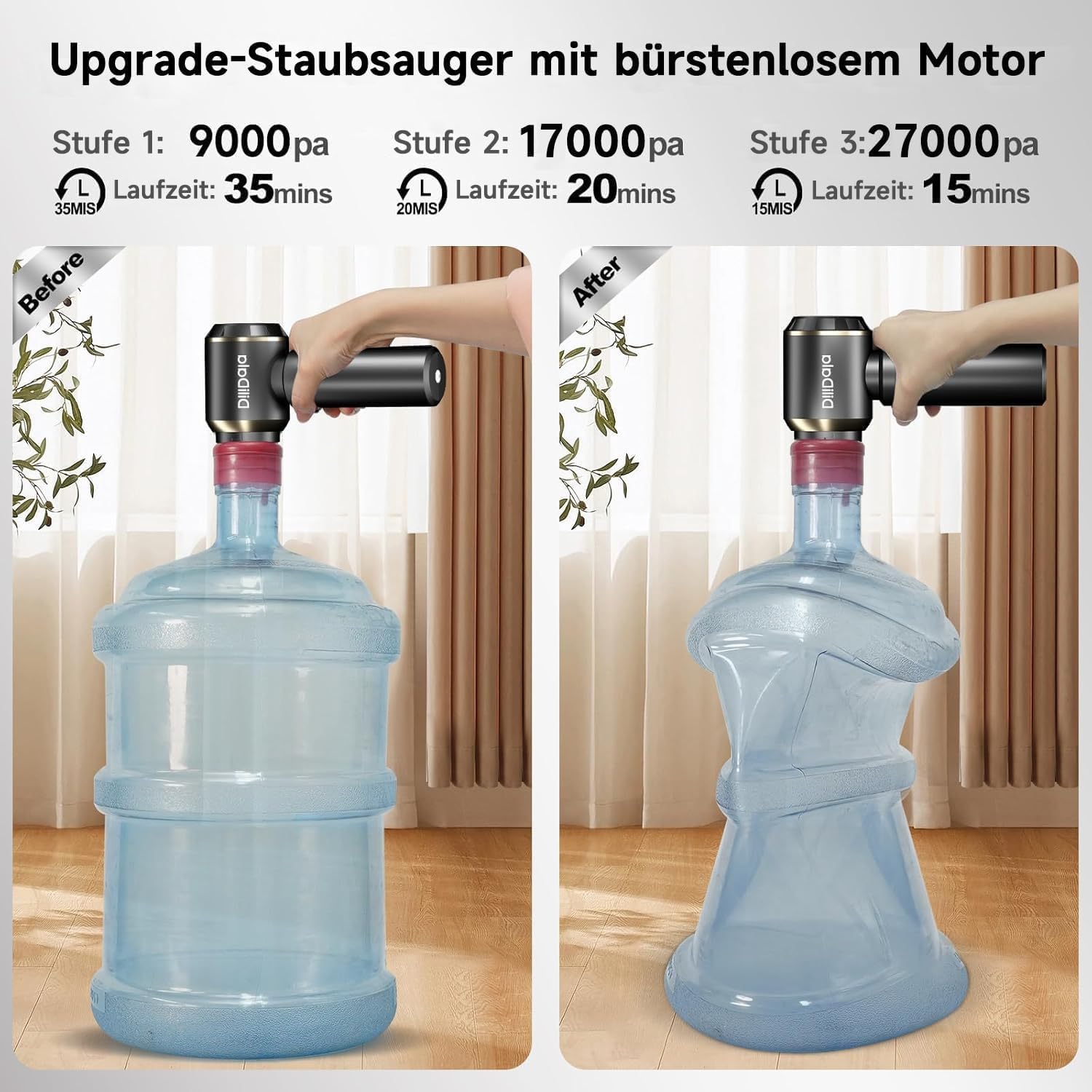 Thumbnail 6 de DiliDala Handstaubsauger Akku – 27000PA, 3-Gang, kabellos mit Autostaubsauger-Charakteristik