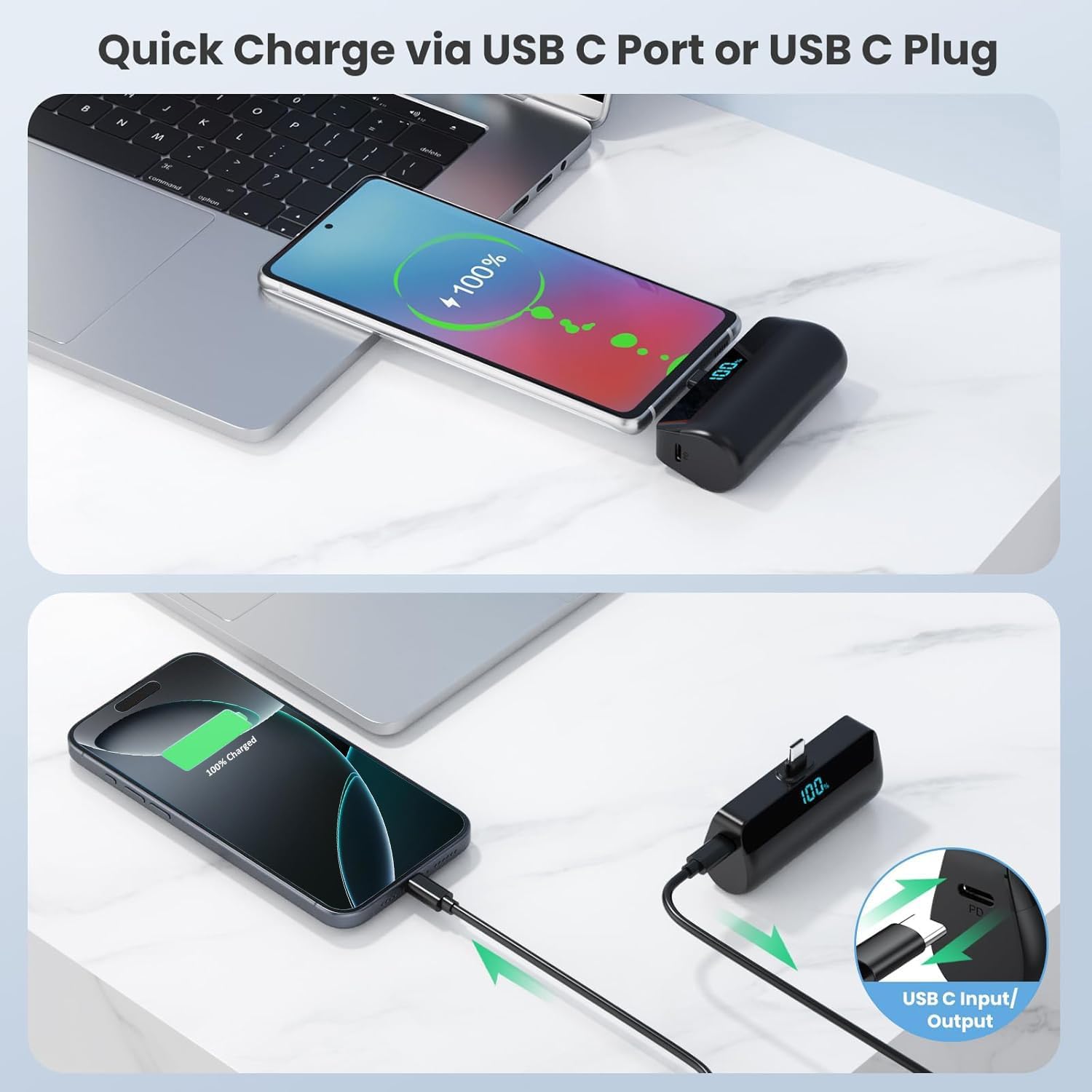 Detalle de Mini Power Bank 5200mAh for iPhone 15/16 – 2025 Upgraded USB‑C PD Portable Charger