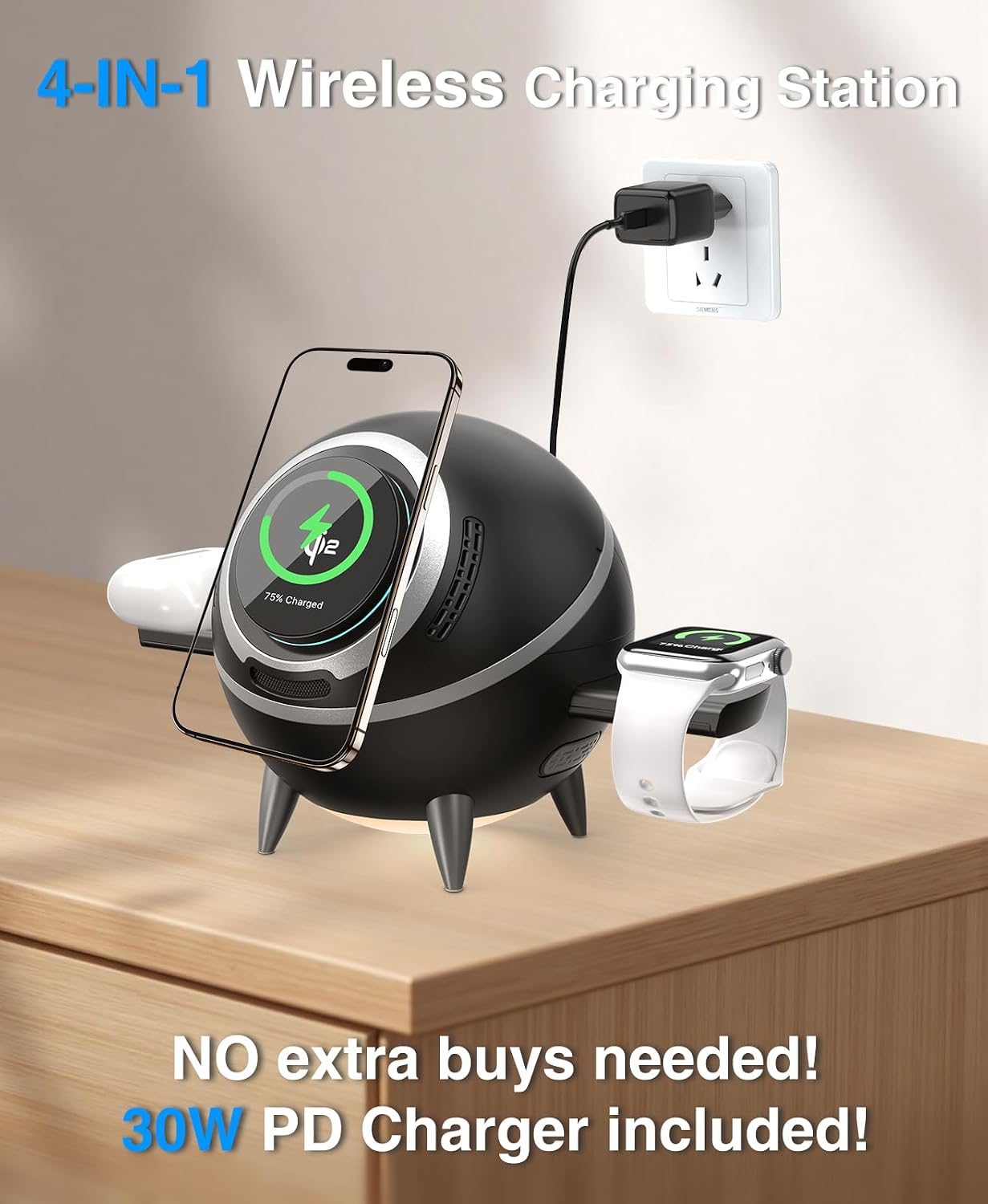 Thumbnail 2 de Beeasy 4-in-1 Qi2 15W Wireless Charger Station with Rotatable MagSafe Stand