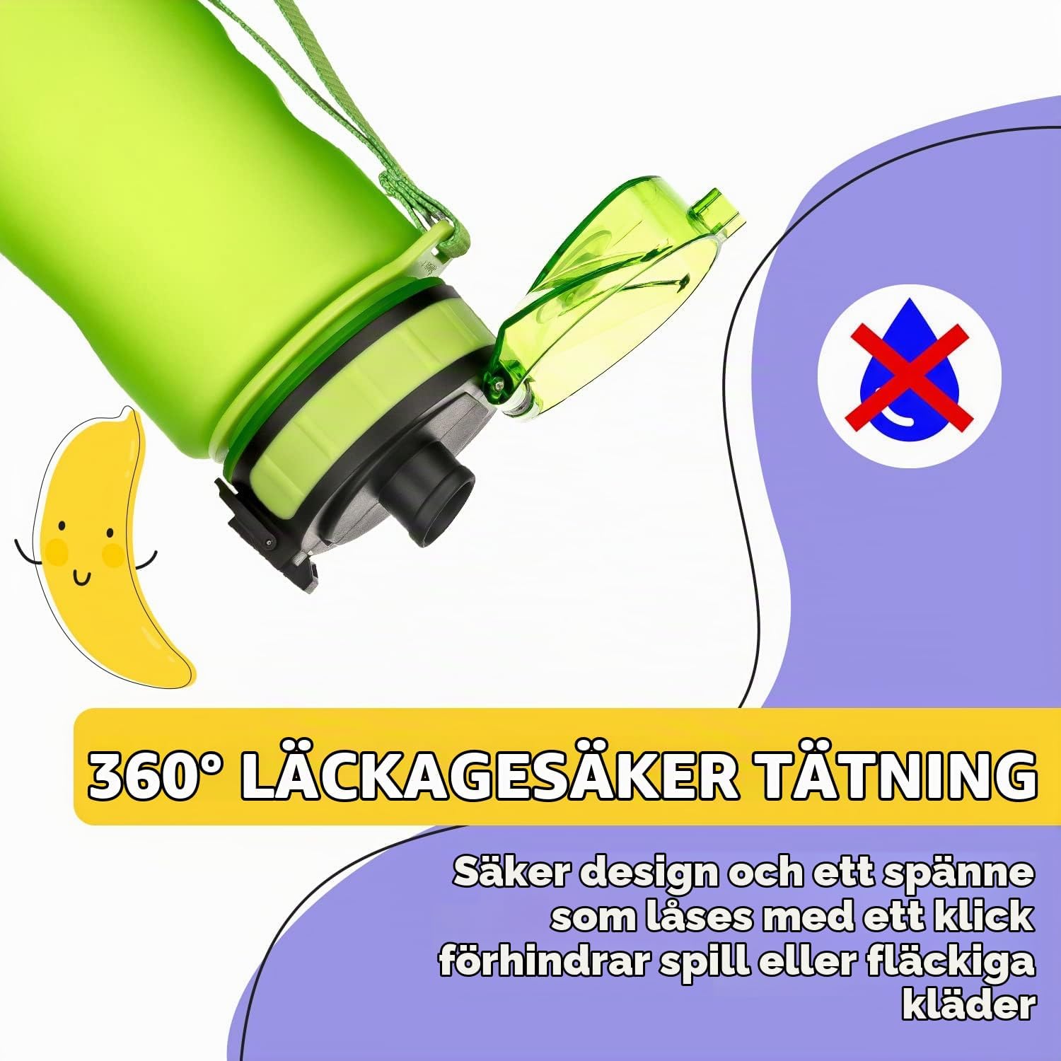Detalle de schmatzfatz Klarstein vattenflaska 500 ml, grön med fruktinsats och 1-klickslock