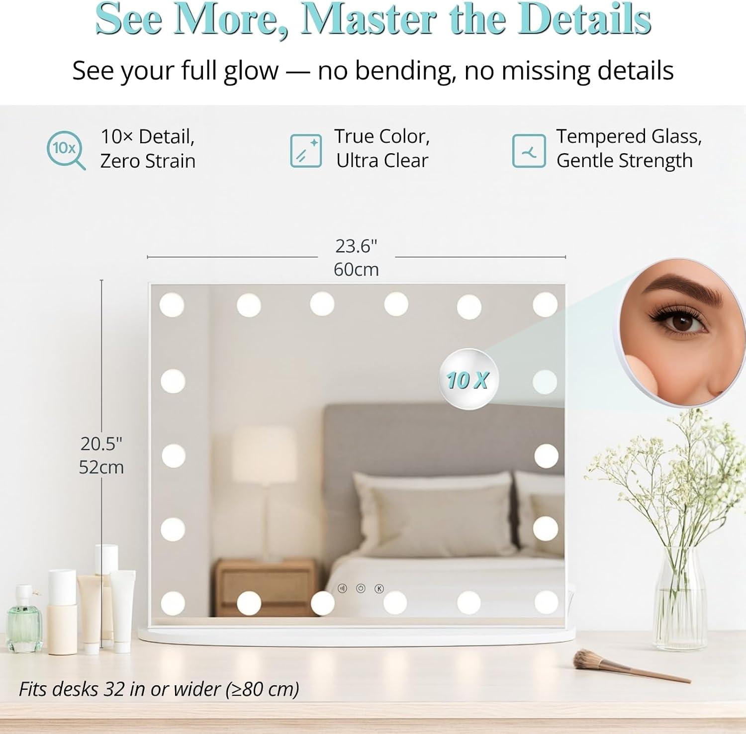 Detalle 2 de LUXFURNI Vanity Mirror with Lights 23.6
