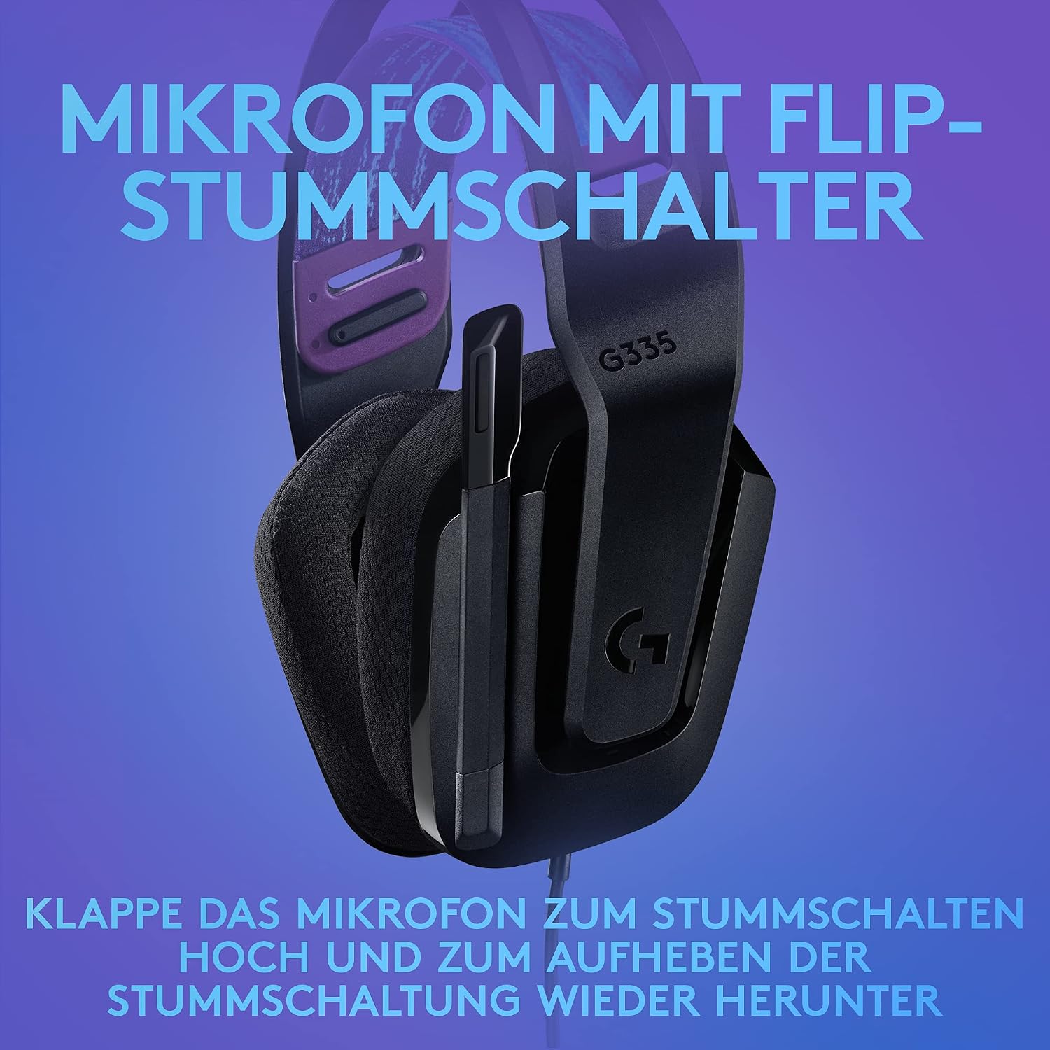 Detalle de Logitech G G335 – kabelgebundenes Gaming-Headset, 3,5-mm, Memory-Foam-Ohrpolster, leicht (240 g) – PC, PlayStation, Xbox, Nintendo Switch, Schwarz