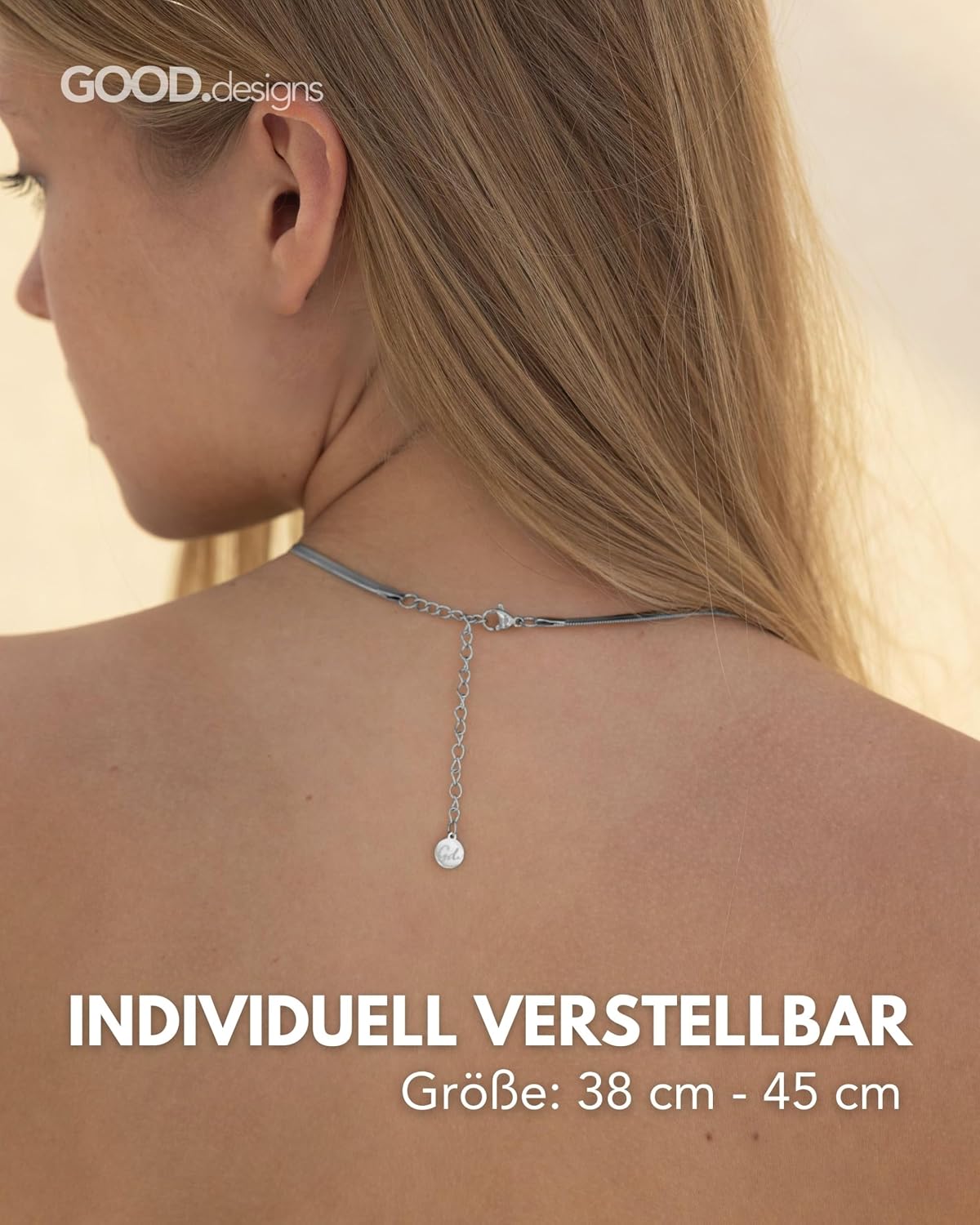 Detalle 2 de GD GOOD.designs Schlangenkette Damen – flache Edelstahl-Halskette/Choker ohne Anhänger, wasserfest