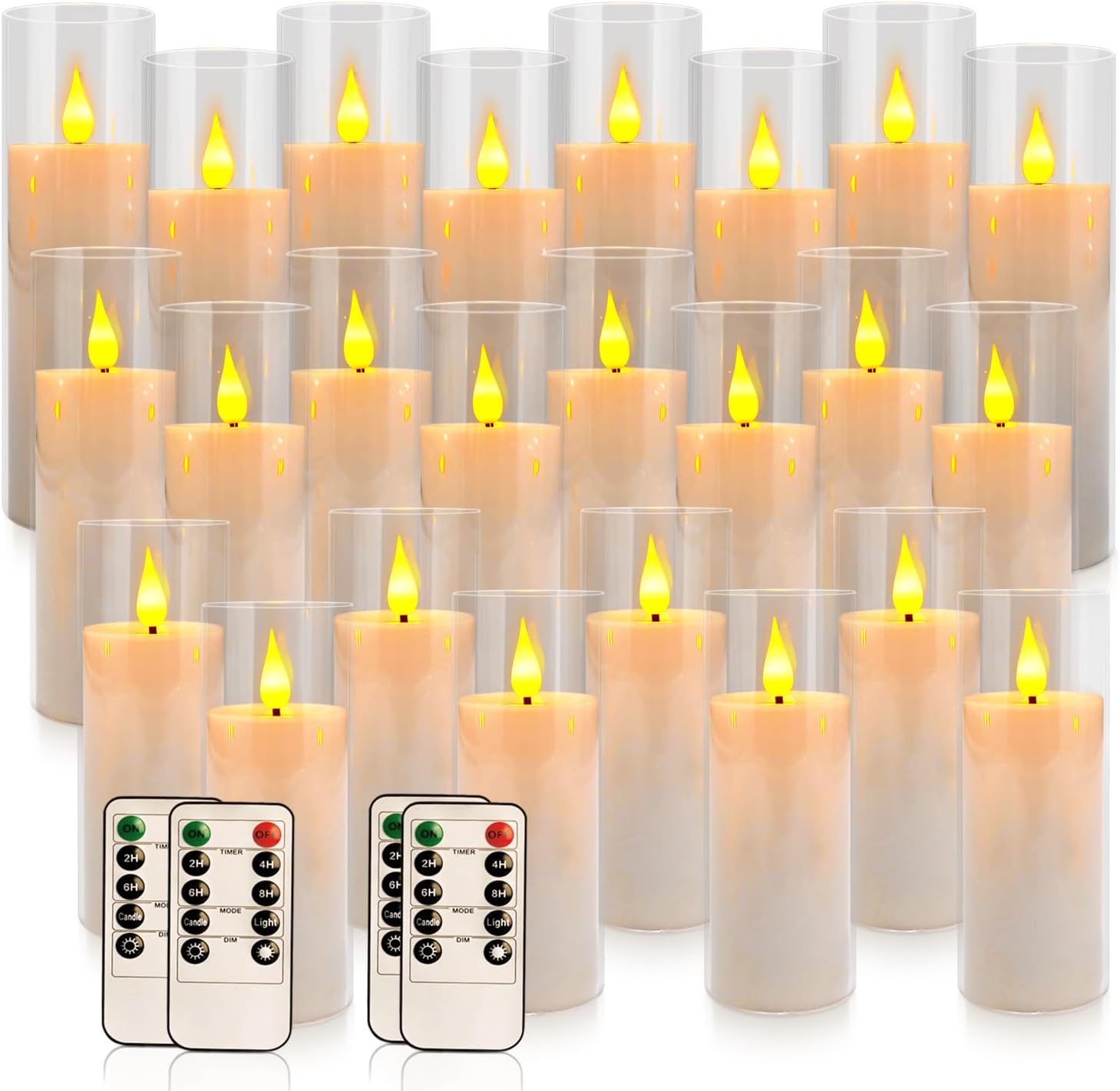 Detalle de CLTNIKET hi681 Acrylic LED Flameless Candles, 24-Pack with Remote Timer