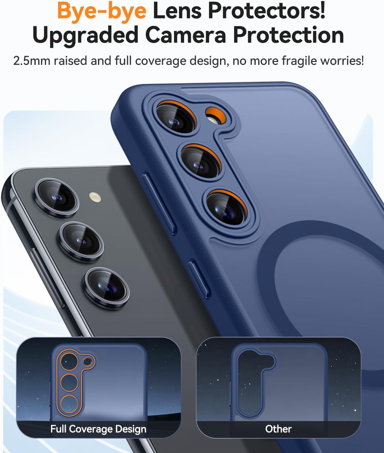 Thumbnail 2 de CANSHN Cover magnetica per Samsung Galaxy S23 da 6,1” con protezione fotocamera a copertura totale, blu profondo