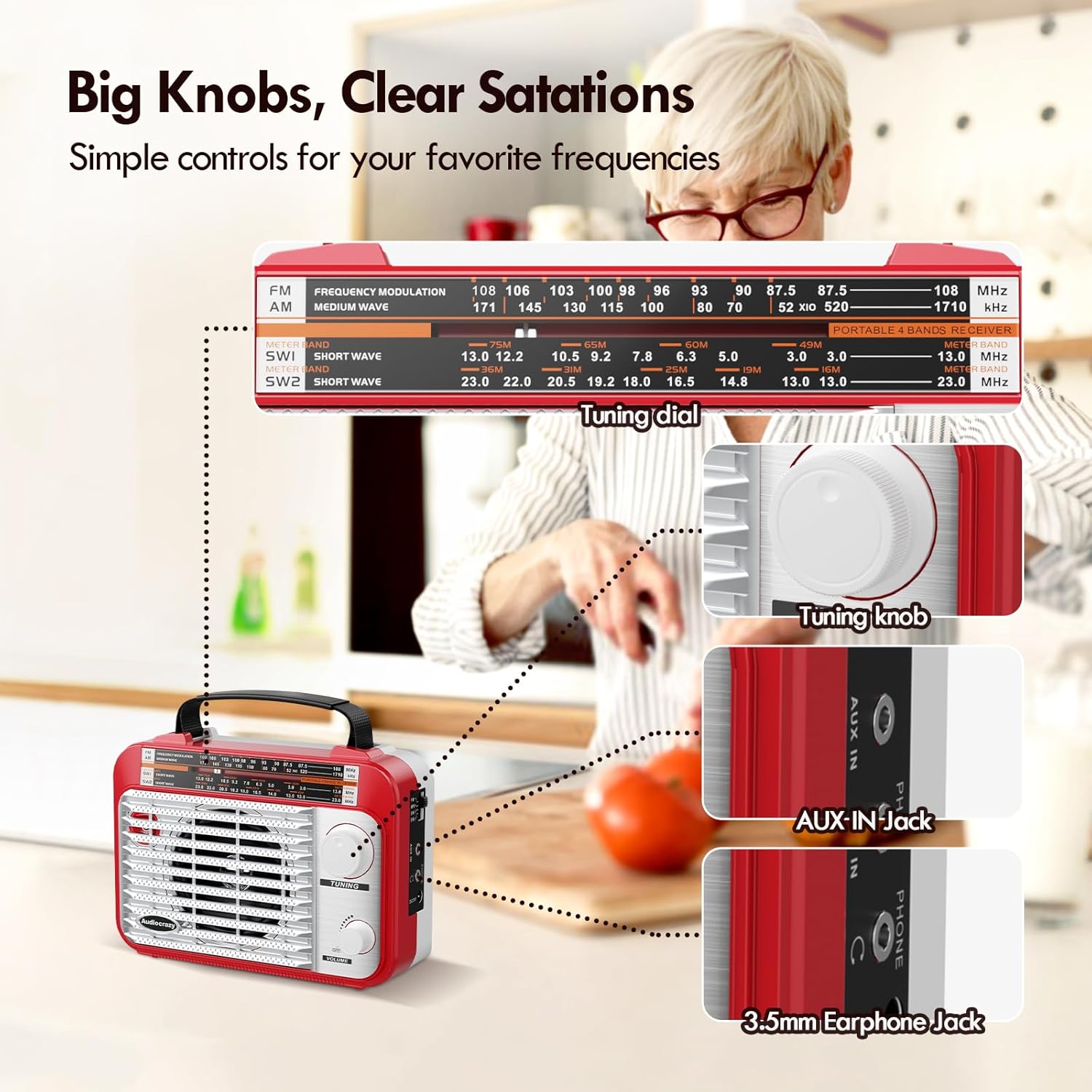 Detalle 2 de Audiocrazy Radio portatile AM/FM 1800 mAh