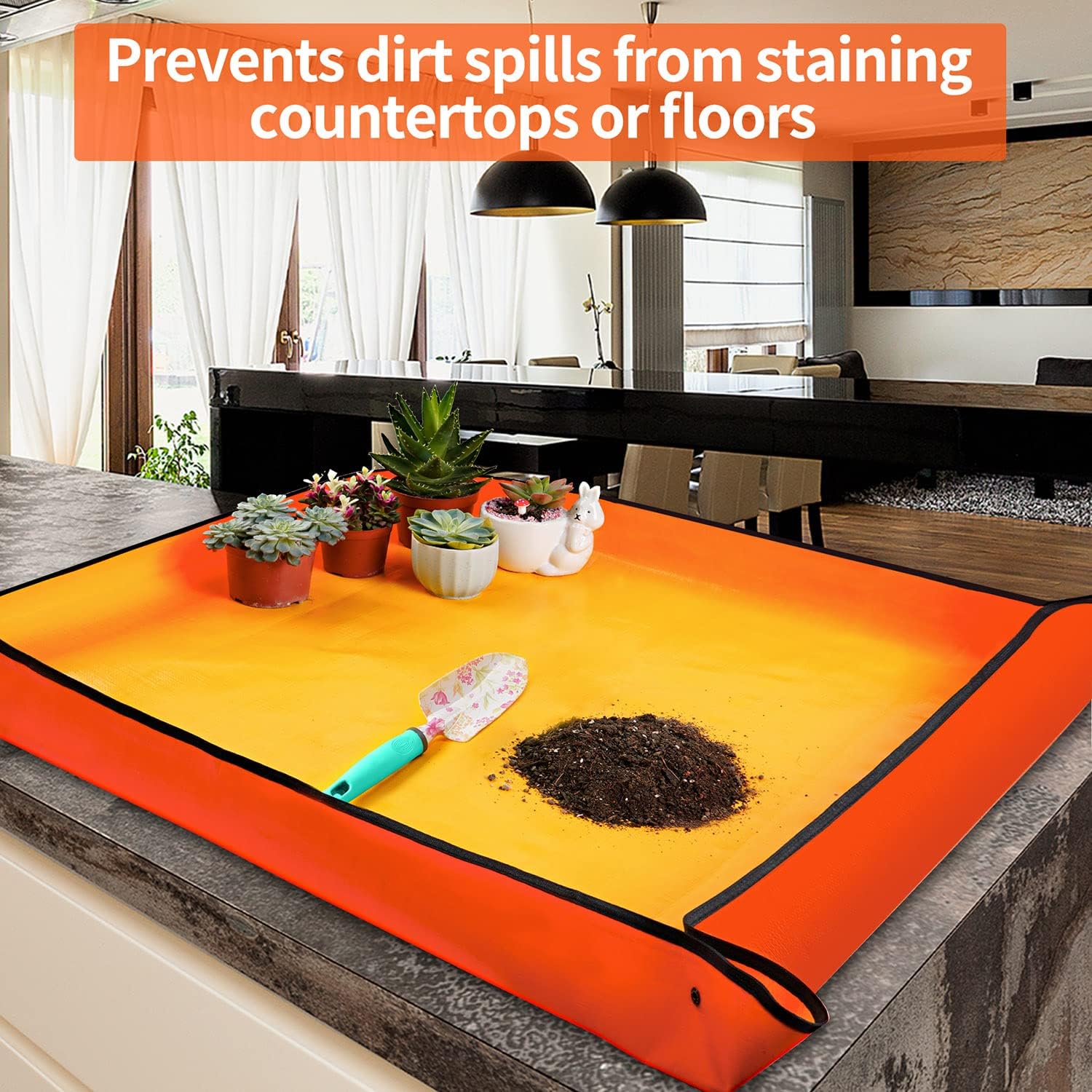 Detalle de Onlysuki JH-0100 Extra-Large Repotting Mat, 39.5" Square Waterproof Tray