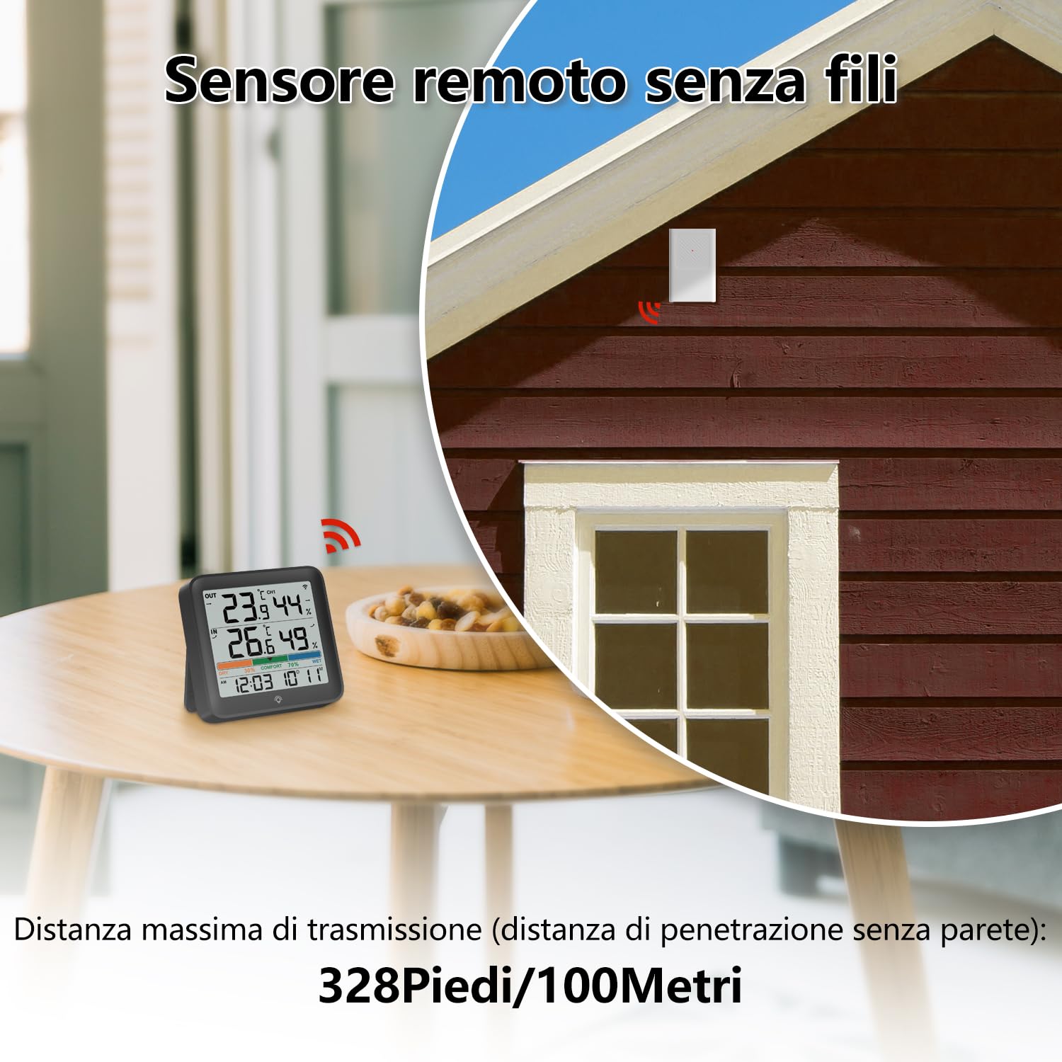 Thumbnail 4 de VOCOO Termometro da interno ed esterno con igrometro e stazione meteo digitale, display LCD retroilluminato