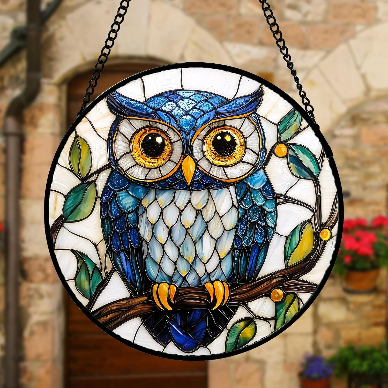 Detalle 2 de Stained Glass Owl Suncatcher 7.8-Inch