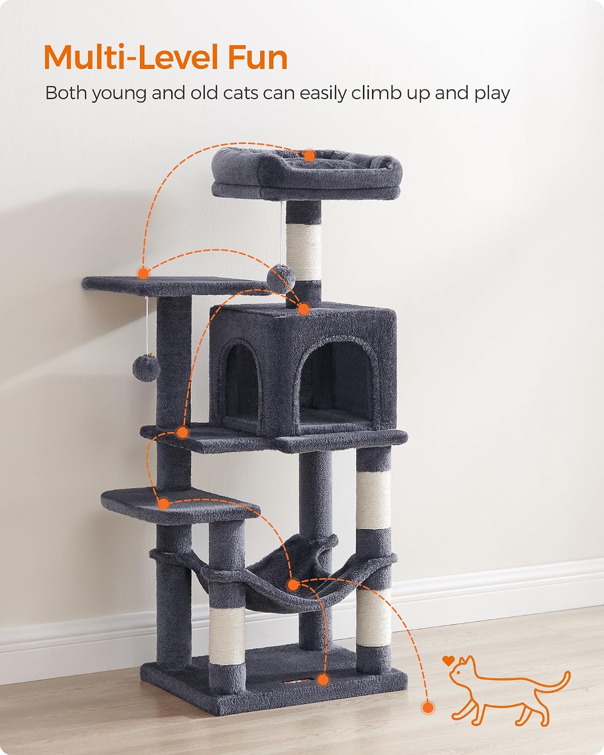 Thumbnail 3 de FEANDREA Clawfy Collection PCT261G01 Cat Tree, 112 cm, 4 Sisal Posts
