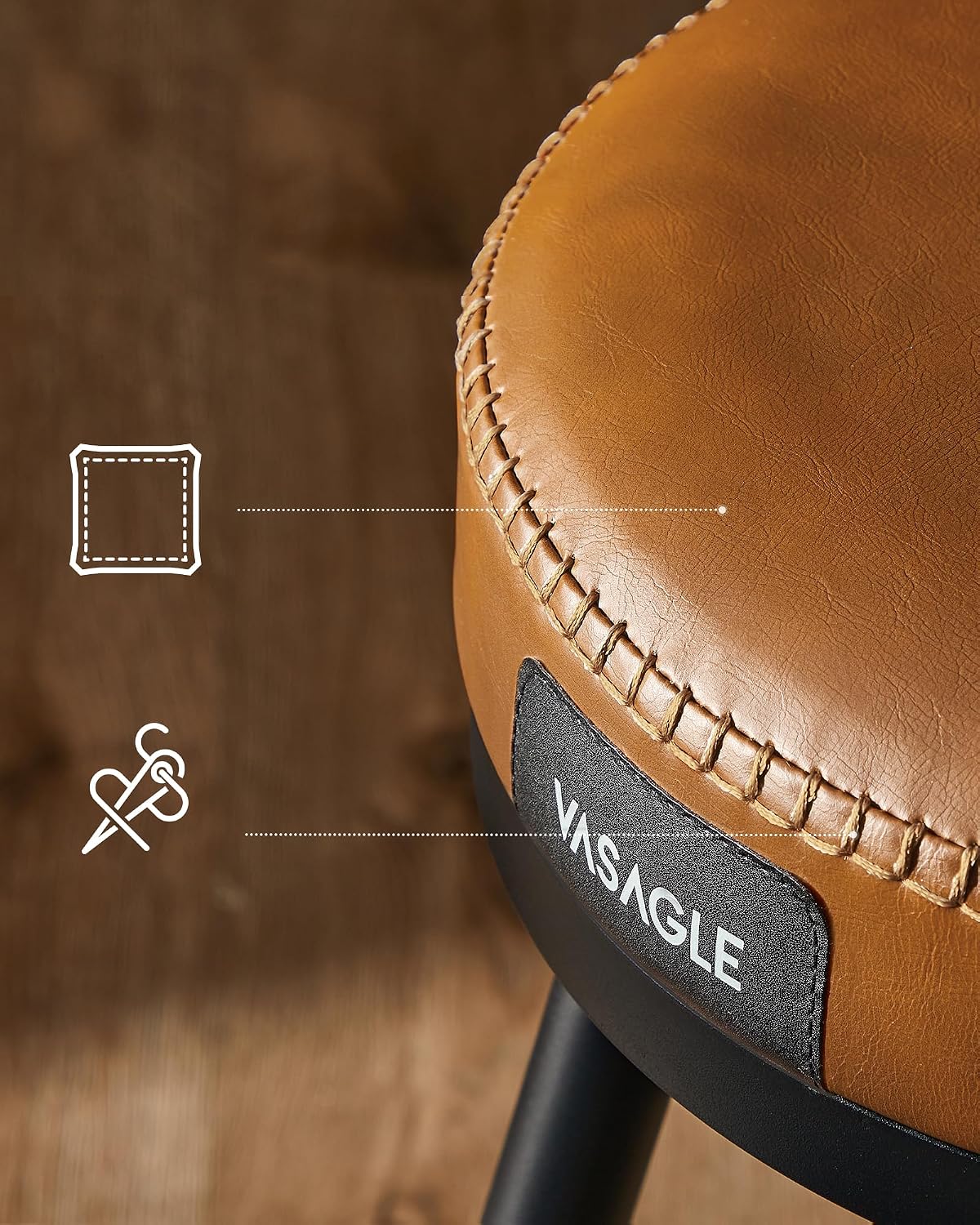 Detalle de VASAGLE EKHO LBC089K01 barkrukken, set van 2 met draaizitting en PU-bekleding