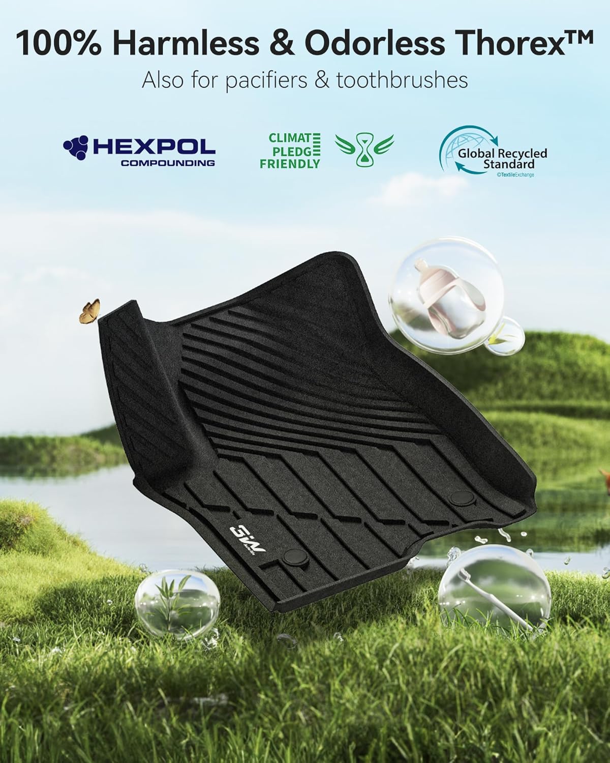 Thumbnail 4 de 3W TPE All-Weather Floor Mats & Cargo Liner (7-Seat Fit) for 2021-2026 Chevy Tahoe, Yukon, Escalade