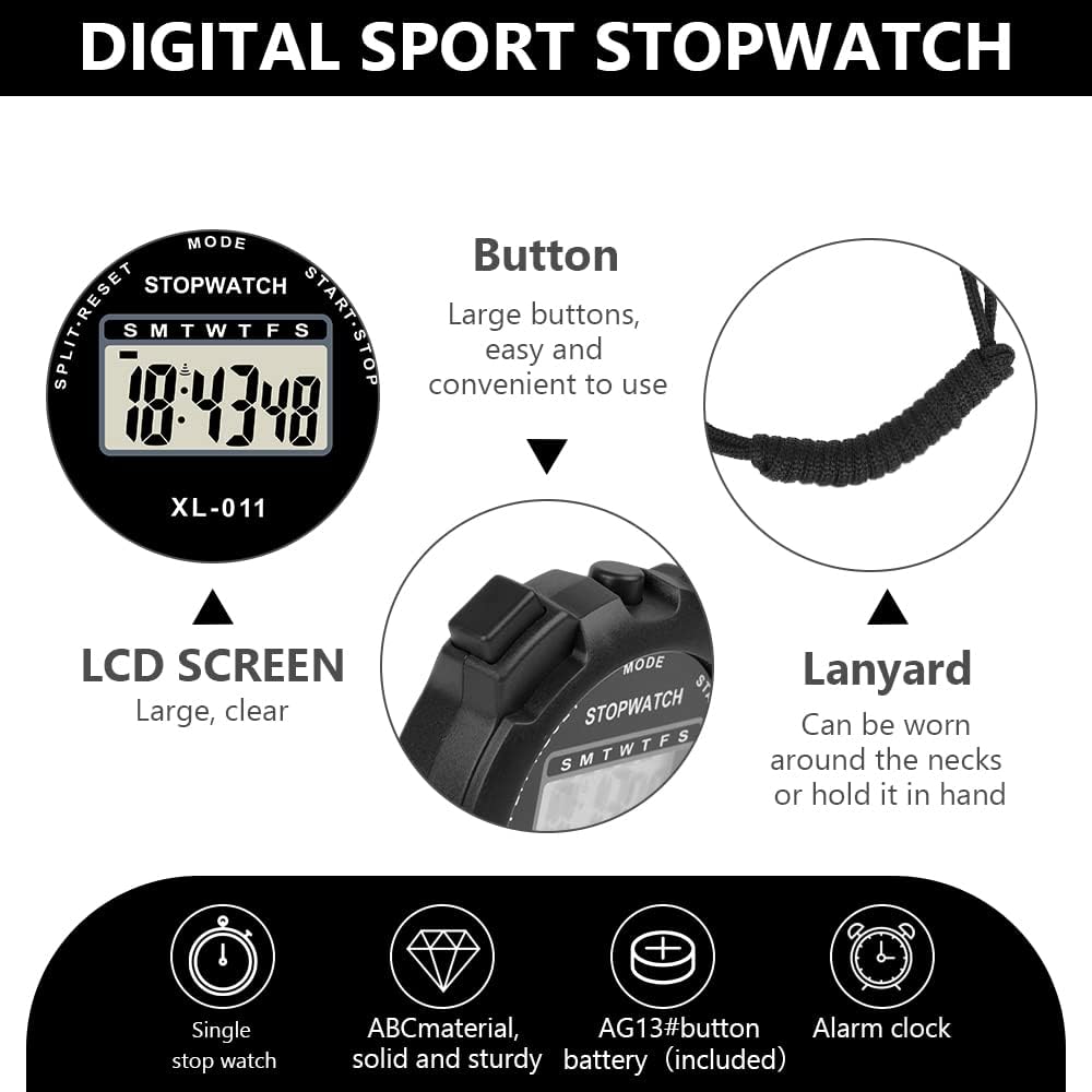 Detalle de Vicloon Digital Sport Stoppuhr Timer – Große Anzeige, Alarm, Kalender und viel Vielseitigkeit für Training und Wettkämpfe