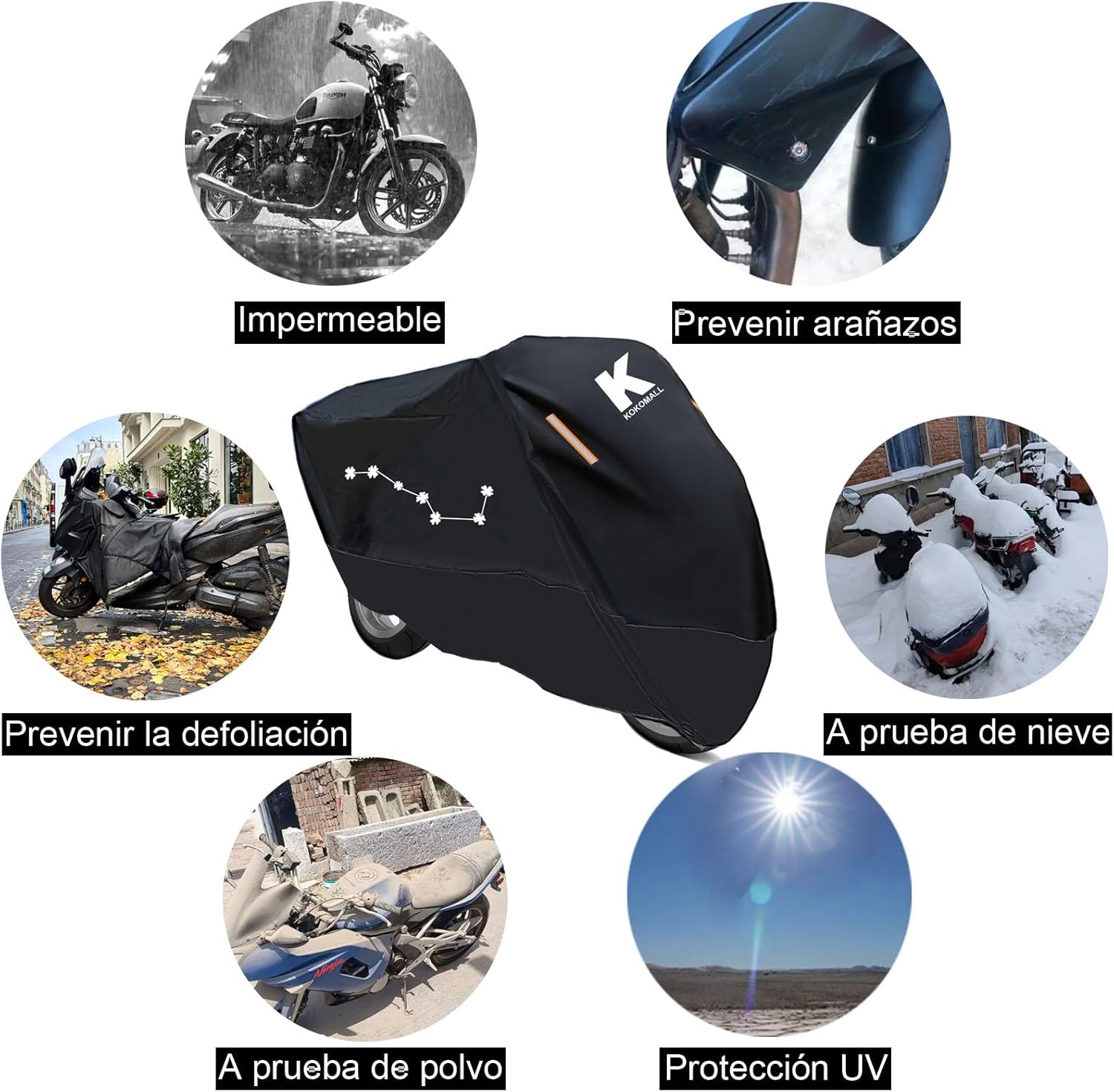 Thumbnail 1 de KOKOMALL Funda para Moto Impermeable 210D 3XL