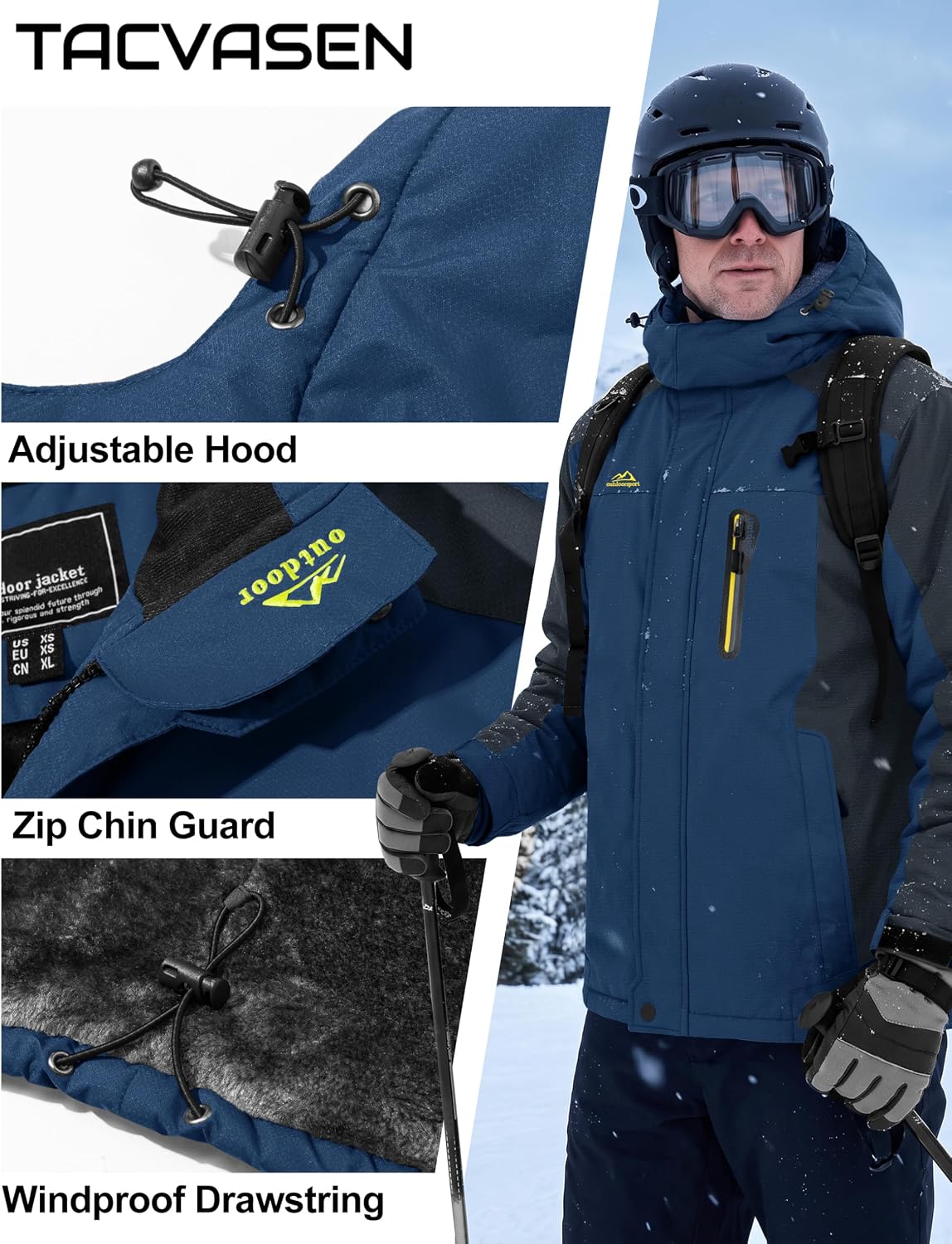 Thumbnail 5 de TACVASEN Men's Winter Ski Jacket waterproof 1 Jacket