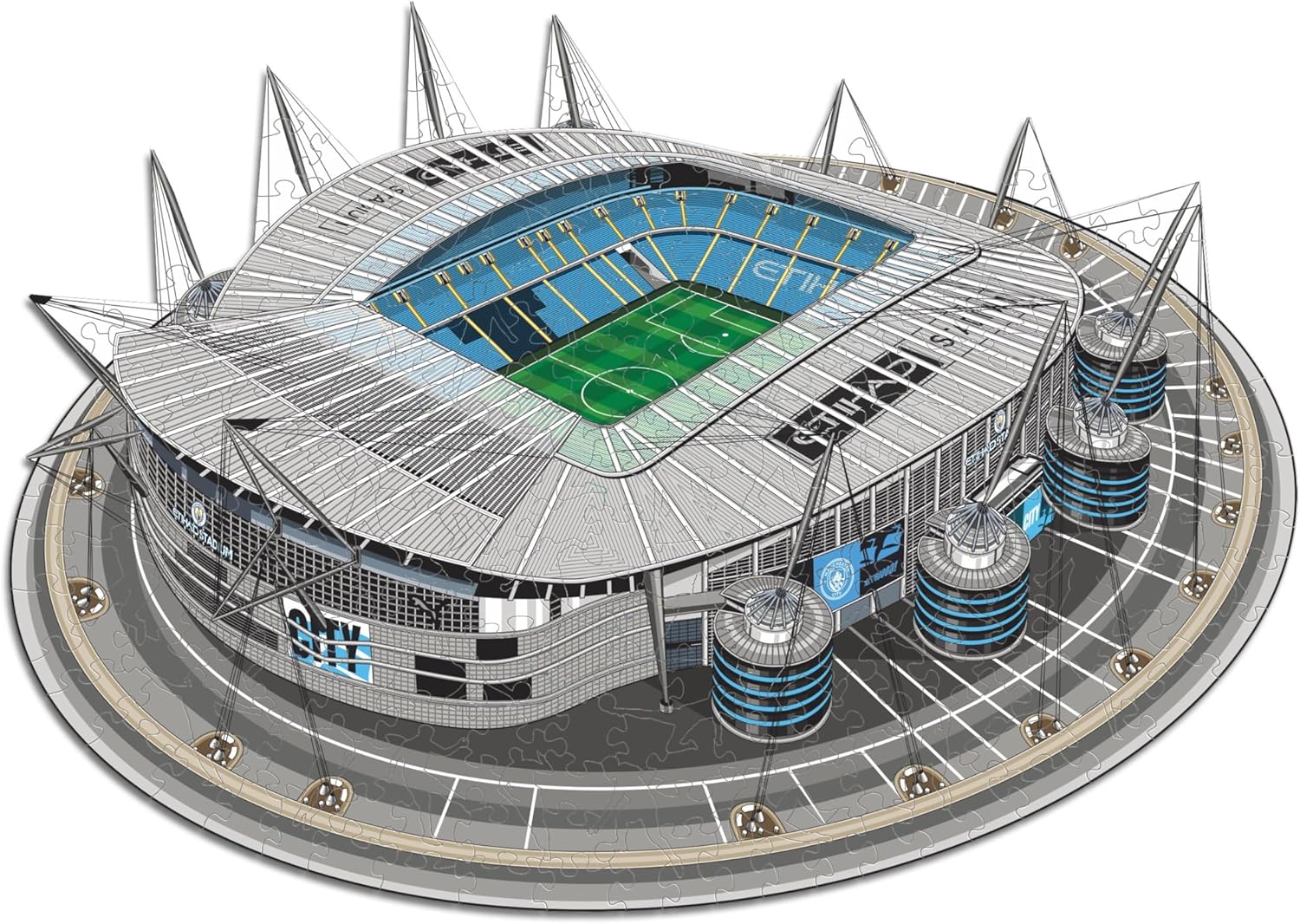 Thumbnail 1 de Iconic Puzzles – Manchester City Etihad Stadion: Offiziell lizenziertes Holzpuzzle, 150 Teile, nachhaltig