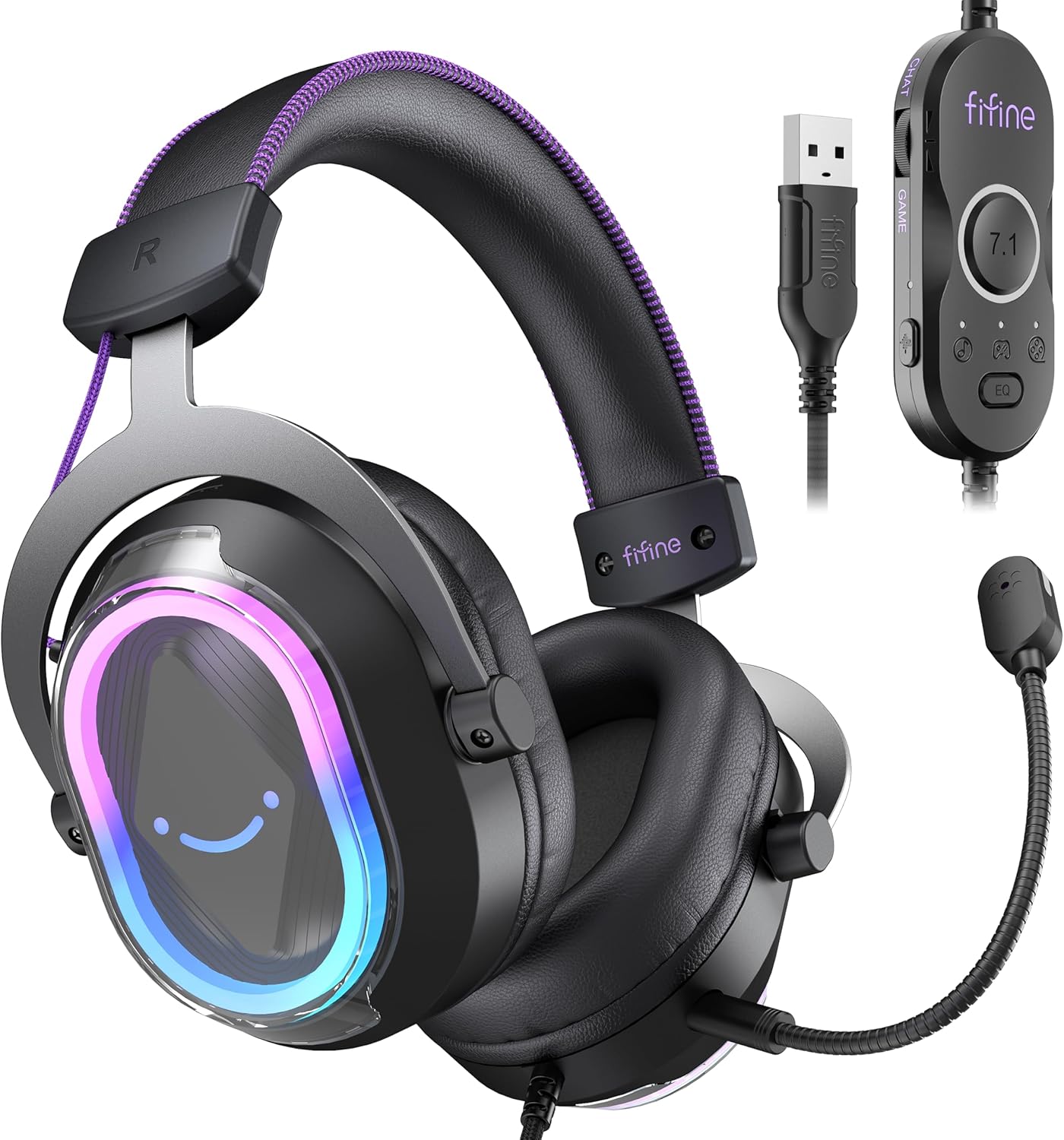 Detalle de FIFINE H13BP Wired USB Gaming Headset with 7.1 Surround and RGB