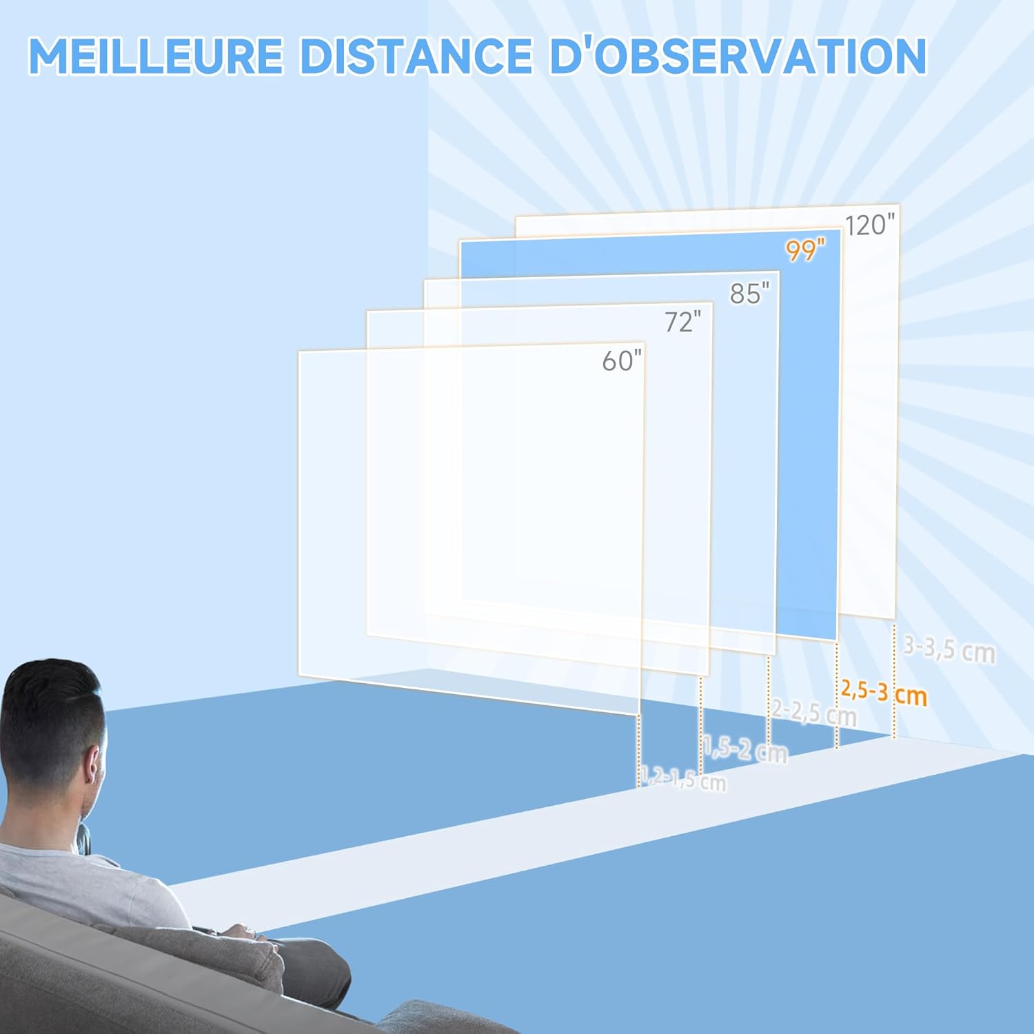 Thumbnail 4 de HOMCOM Écran de projection 99 pouces – Léger, adaptable et conçu pour le home cinéma