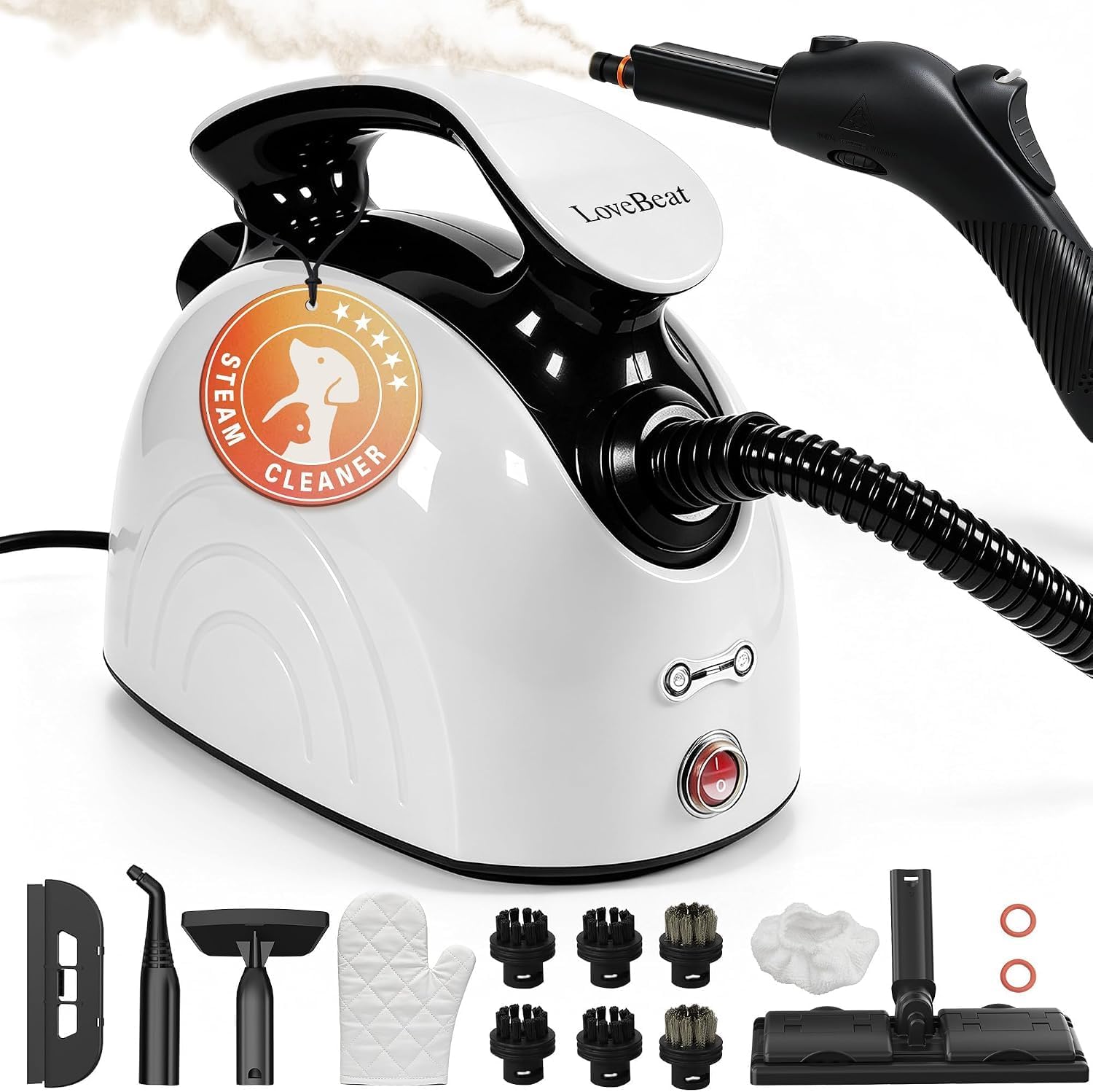 Detalle de LoveBeat 168 Handheld Steam Cleaner, 248°F Steam, 21 Accessories