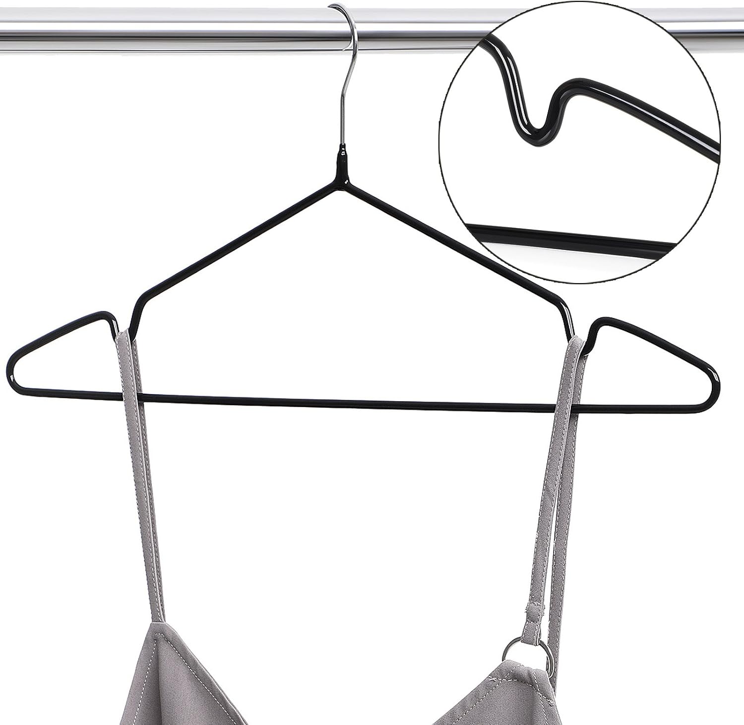 Detalle de SONGMICS CRI33B-20 Metal Clothes Hangers, 20-Pack, Non-Slip, Slim Design