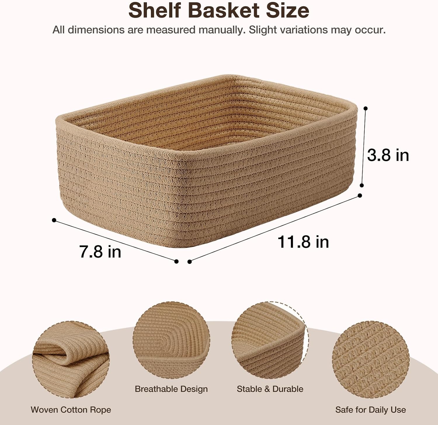 Detalle 2 de Woven Storage Baskets, 11.8 x 7.8 x 3.8 in